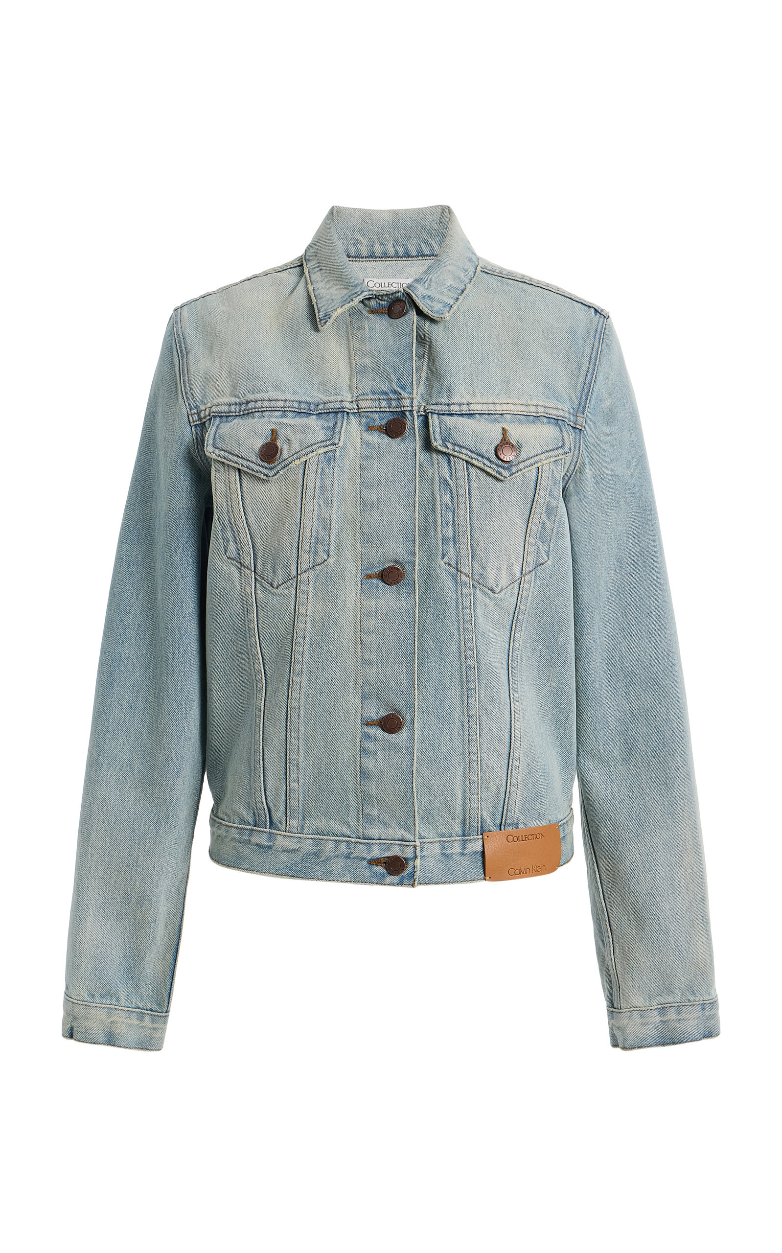 Calvin Klein Collection Harrel Collared Denim Jacket In Light Wash
