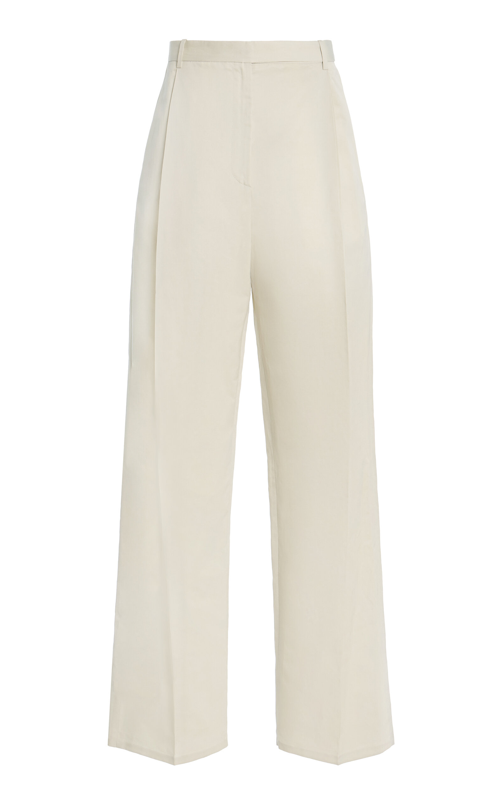 Calvin Klein Collection Reyna Mid-rise Cotton-blend Wide-leg Pants In Neutral