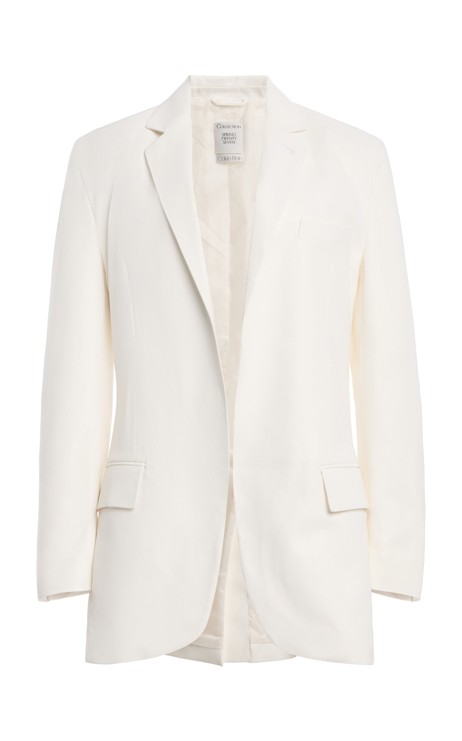 Calvin Klein Collection Sia Tailored Leather Blazer In Off-white