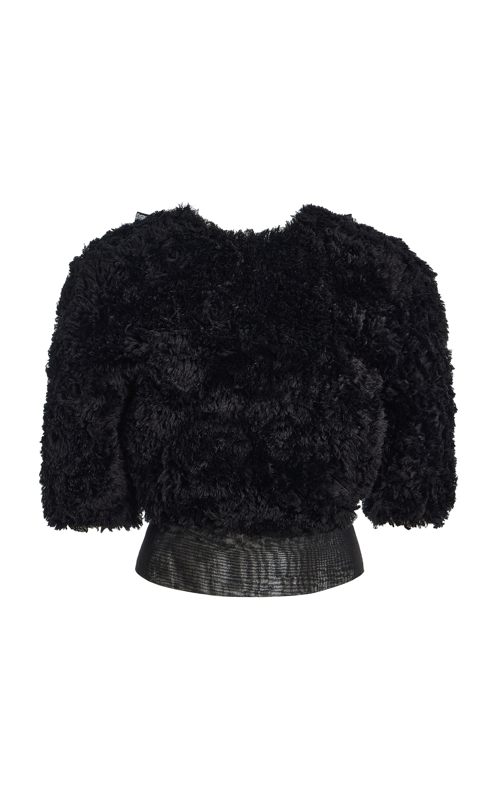 Calvin Klein Collection Chiffon Flower Cotton Top In Black