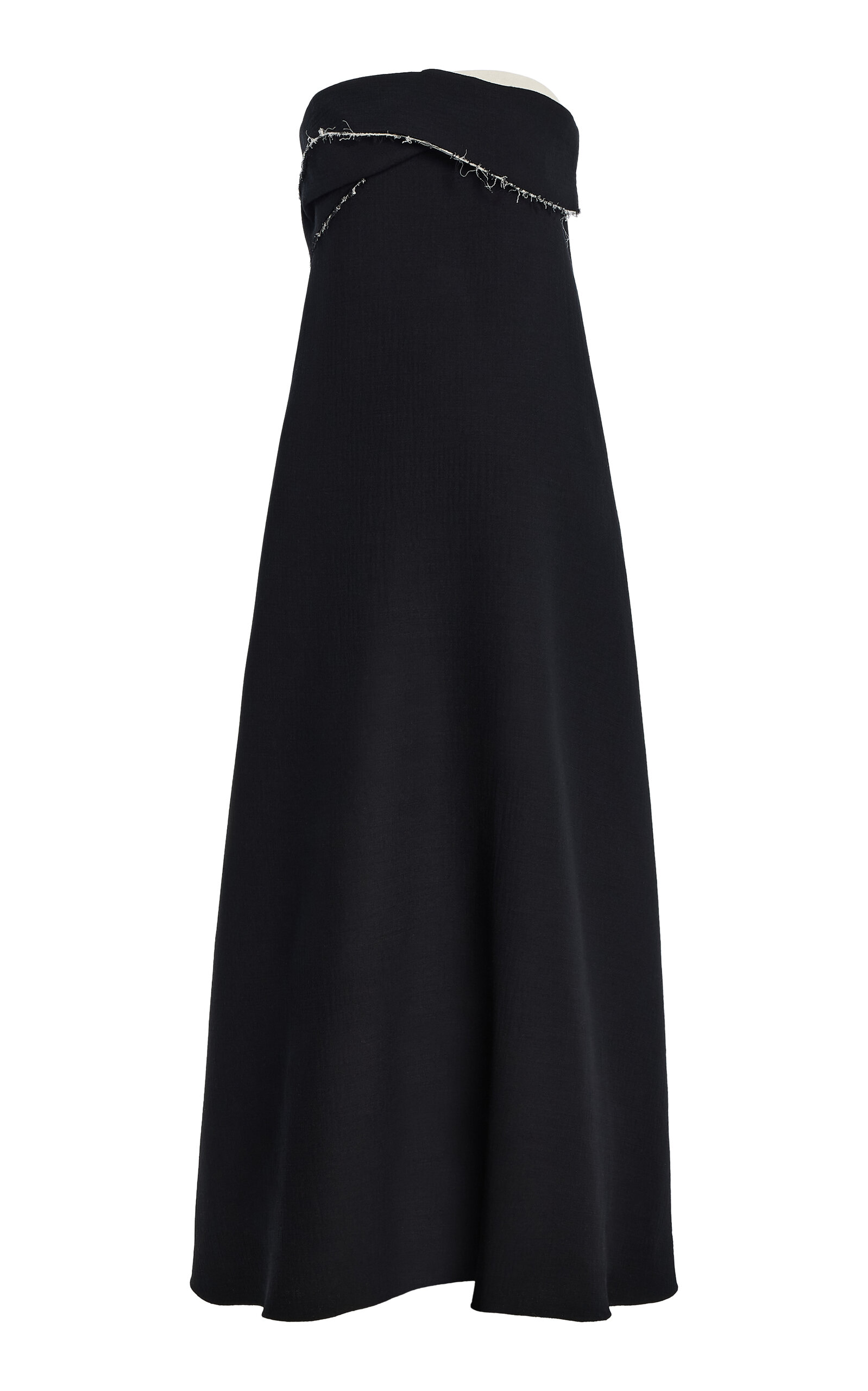 Calvin Klein Collection Lavander Strapless Virgin-wool Midi Dress In Black