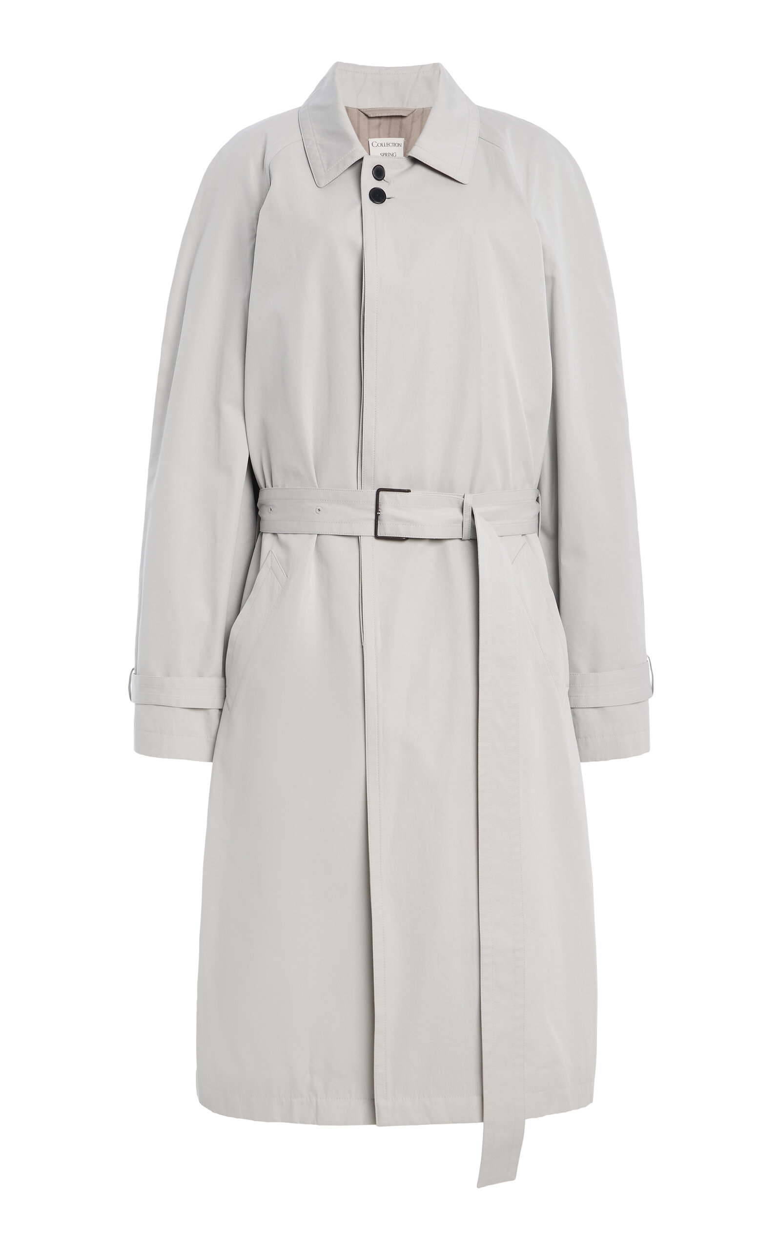 Calvin Klein Collection Neda Collared Cotton-blend Trench Coat In Light Grey