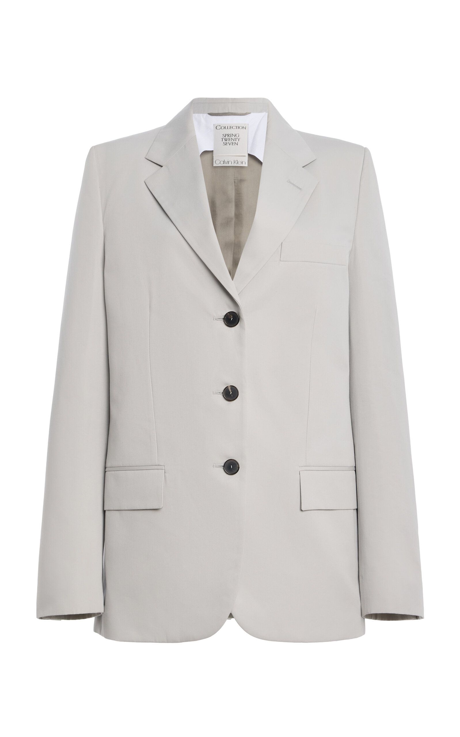 Calvin Klein Collection Amora Single-breasted Wool Jacket In Light Grey