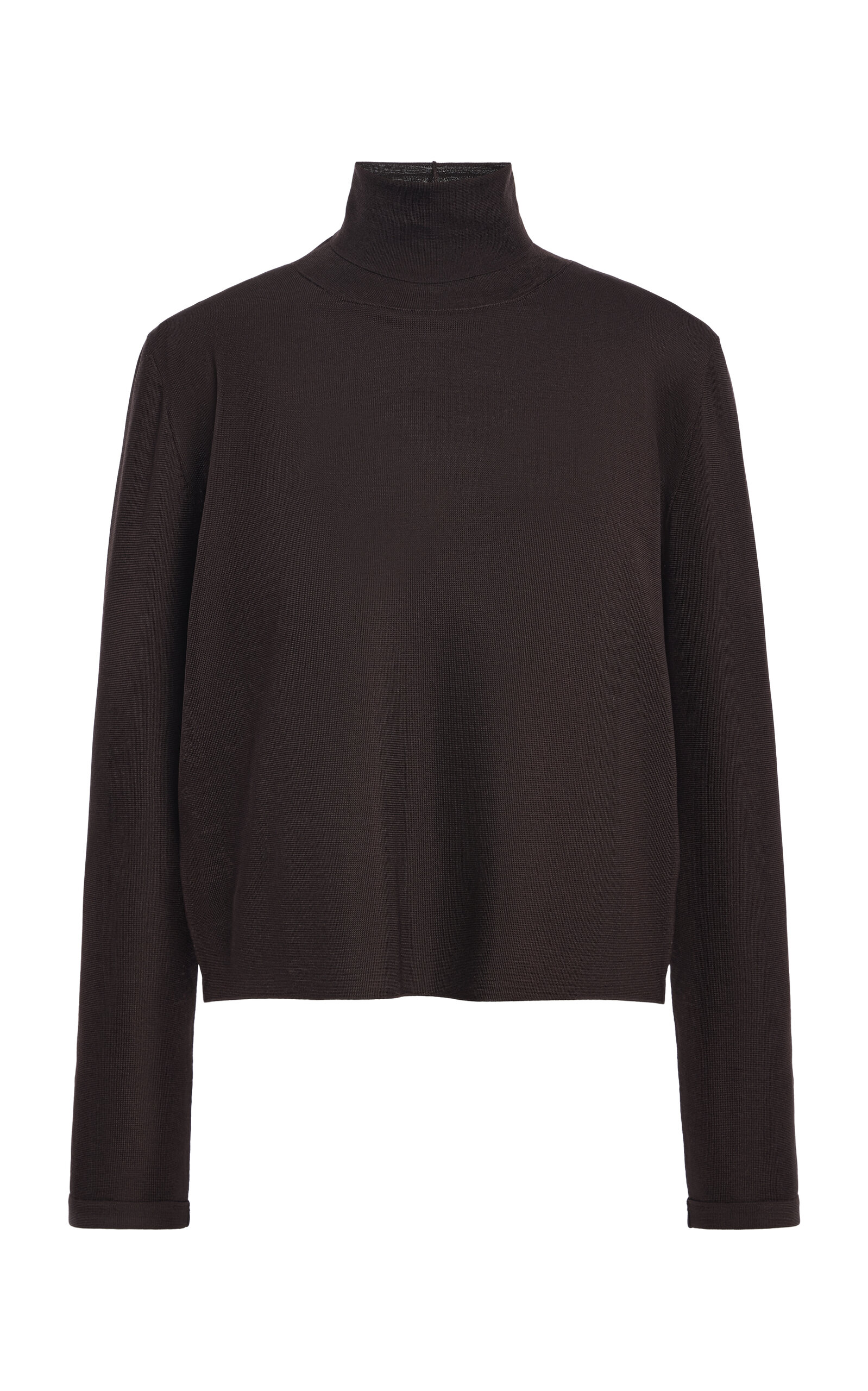 Calvin Klein Collection Irene Turtleneck Silk Sweater In Brown