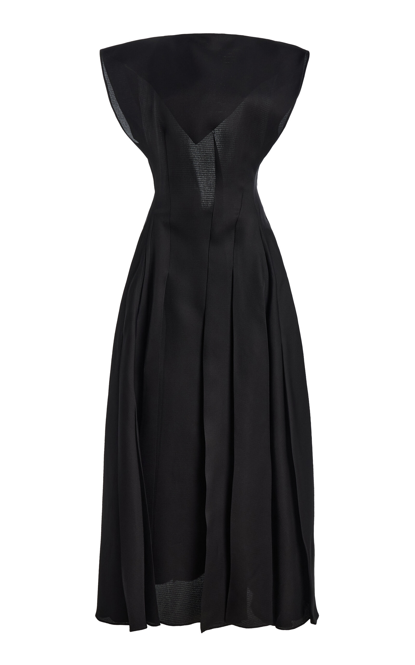 Calvin Klein Collection Araminta Pleated Midi Dress In Black