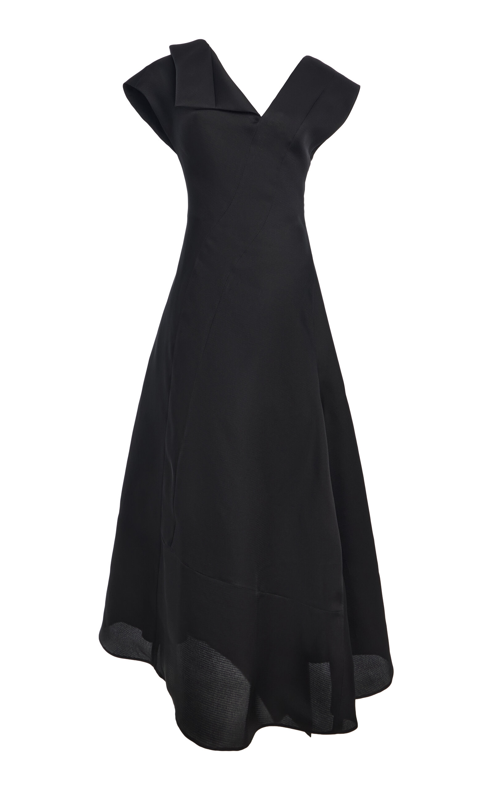 Calvin Klein Collection Casey Asymmetric Silk Maxi Dress In Black