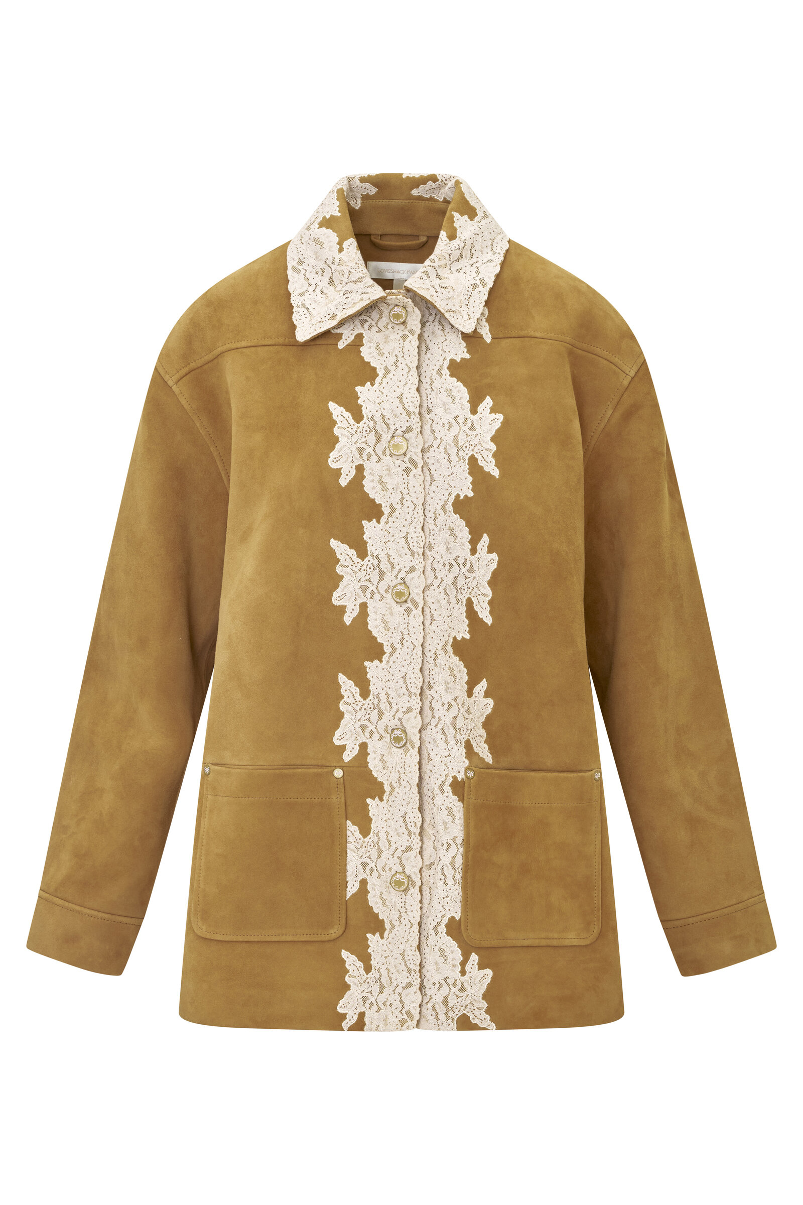 Loveshackfancy Valin Lacey Suede Jacket In Brown