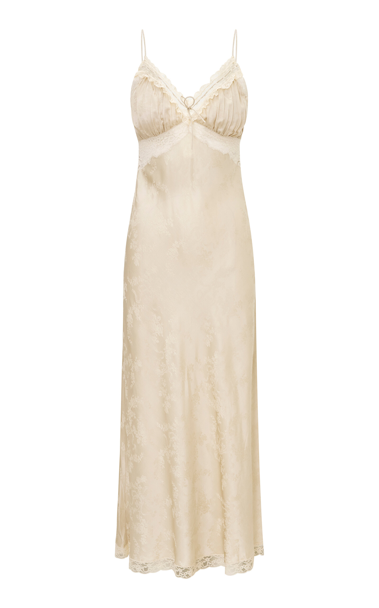 Loveshackfancy Ezareth Solid Jacquard Midi Slip Dress In Neutral