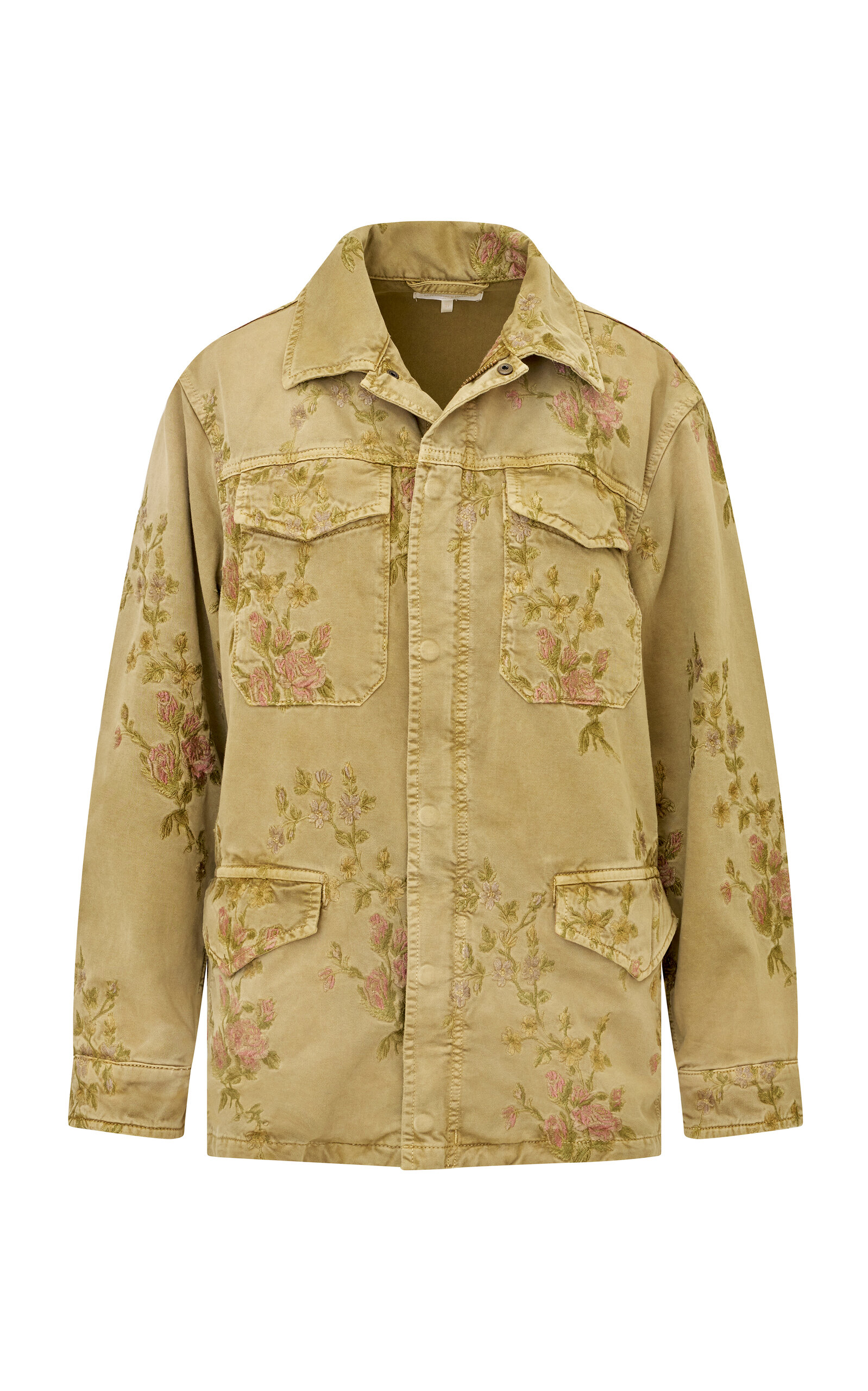 Loveshackfancy Ariselle Embroidered Cotton Jacket In Olive