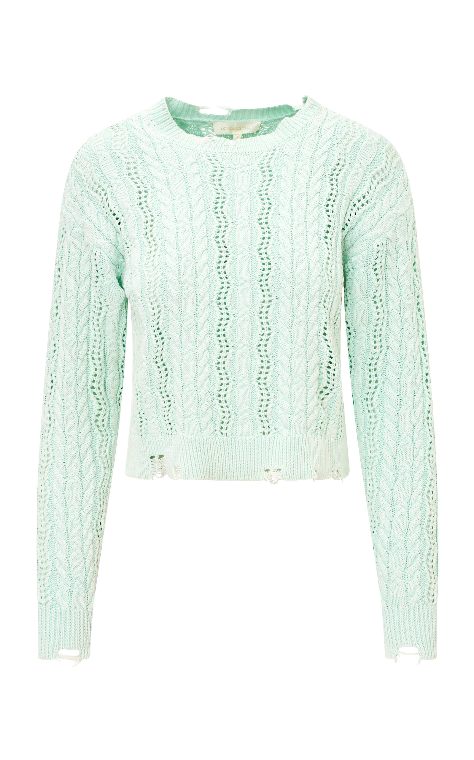 Loveshackfancy Ausben Cotton Sweater In Green