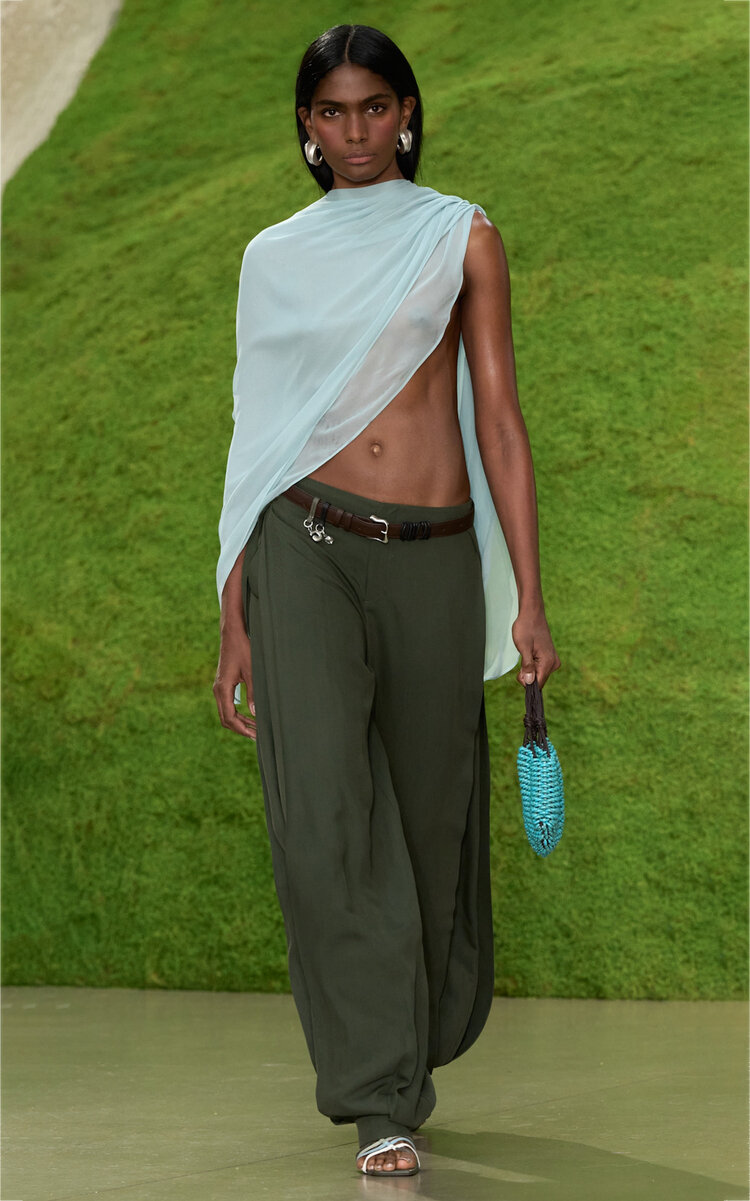 Cult Gaia Noan Wool-blend Pants In Dark Green