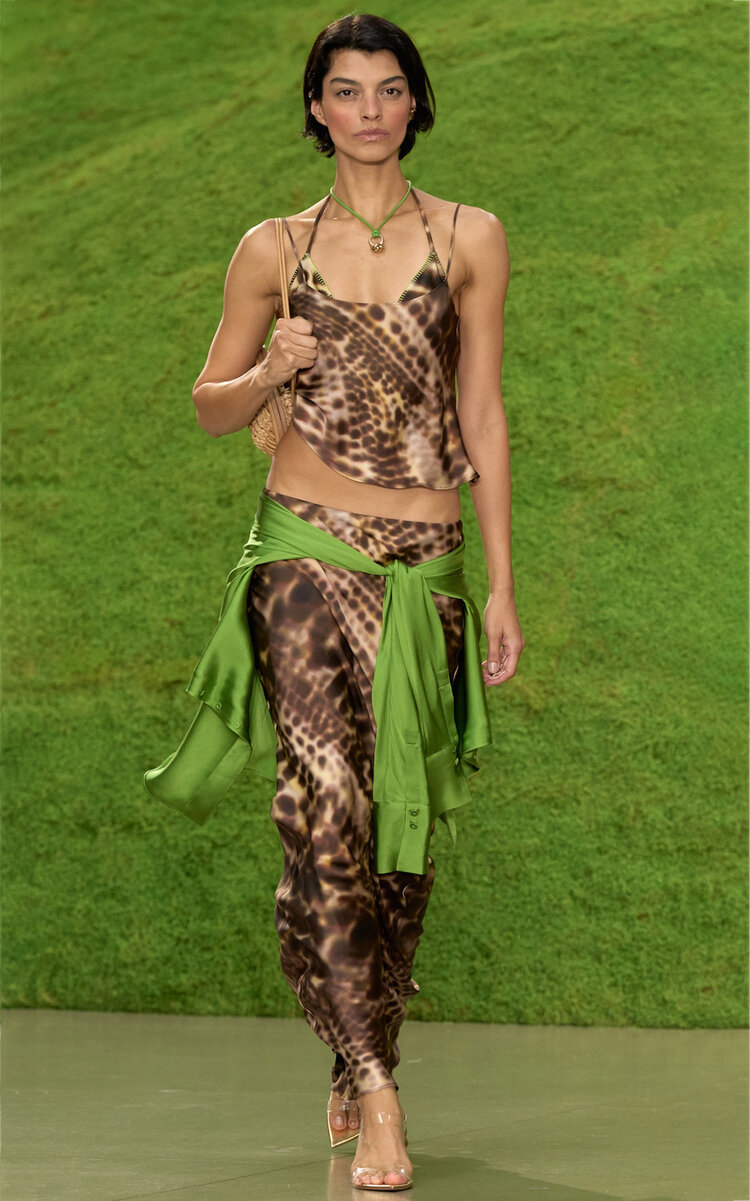 Cult Gaia Chantelle Silk Maxi Skirt In Green