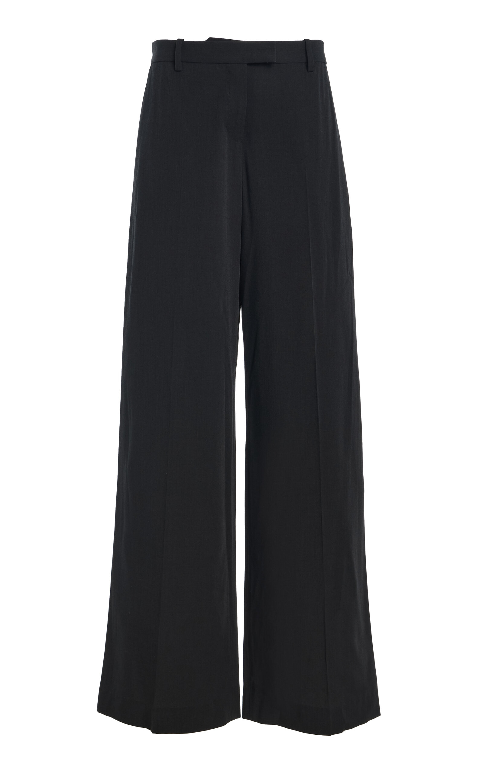 Colleen Allen Wide Leg Tailored Wool Suiting Pants In Black
