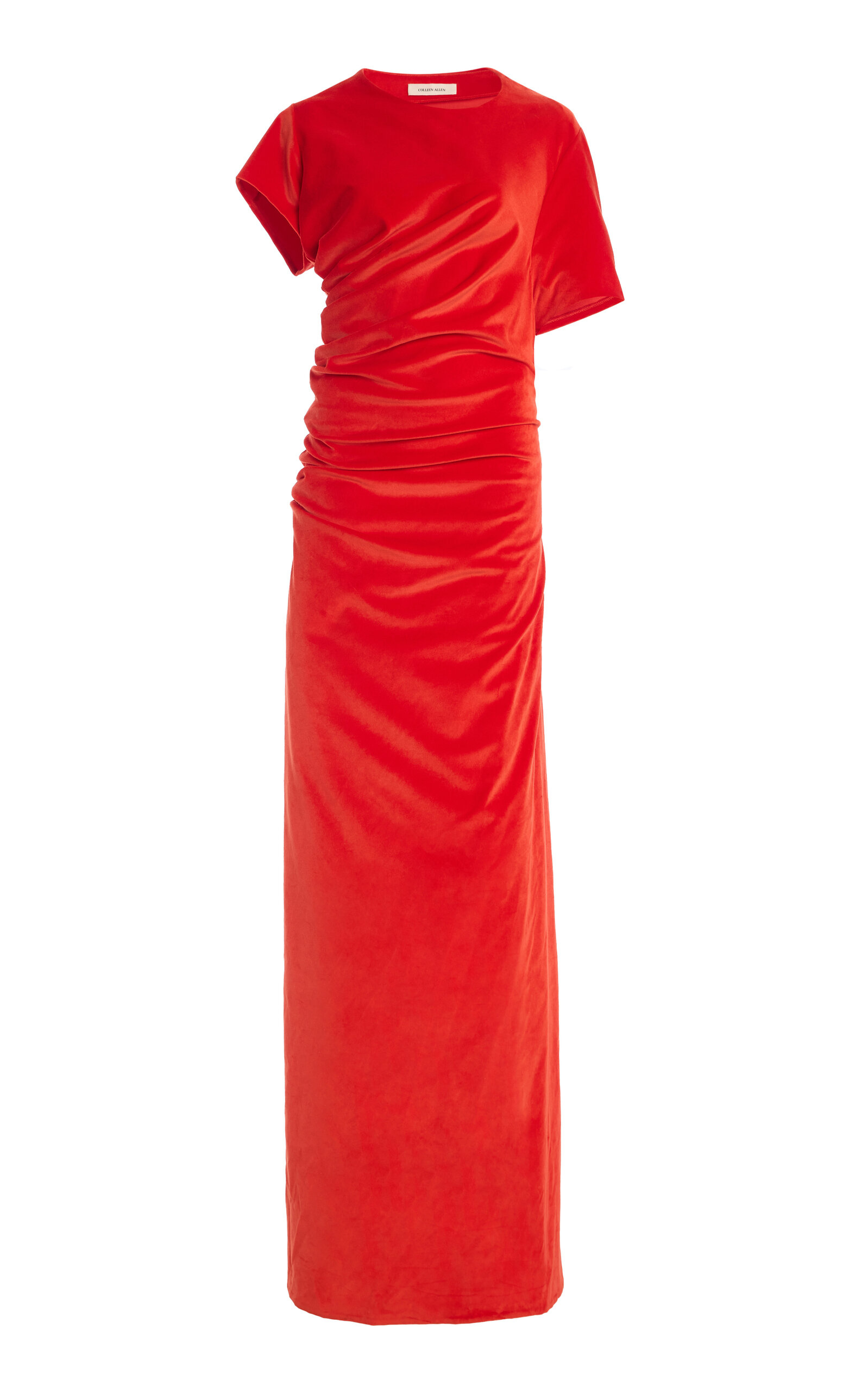 Colleen Allen Spiral Column Cotton Velvet Dress In Red