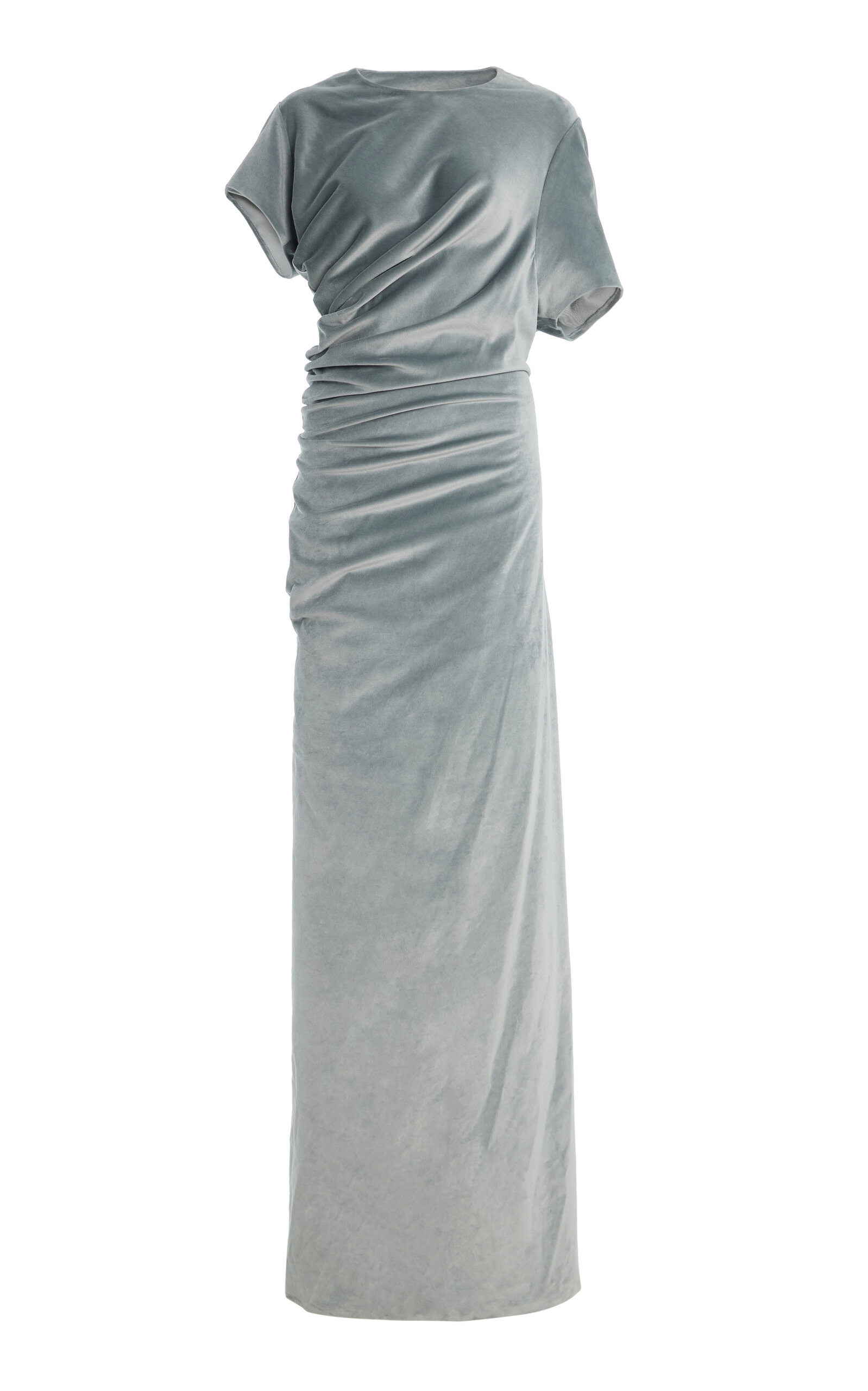 Colleen Allen Spiral Column Cotton Velvet Dress In Blue