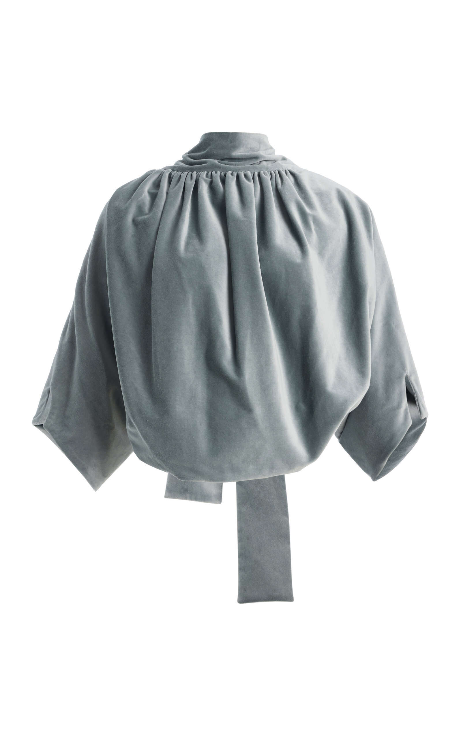 Colleen Allen Gathered Shrug Cotton Velvet Jacket In Gray