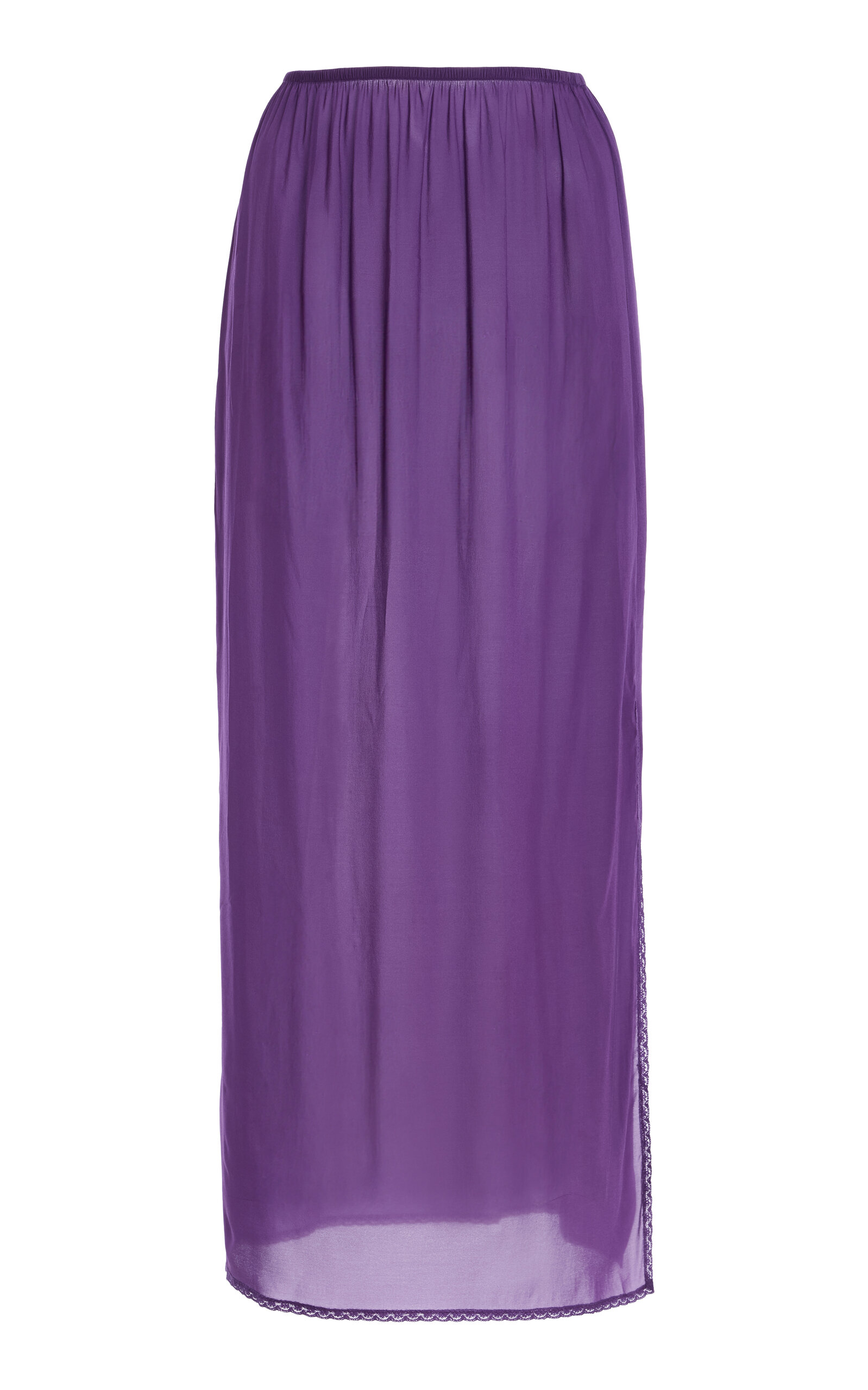 Colleen Allen Lace Slit Stretch Silk Chiffon Skirt In Purple