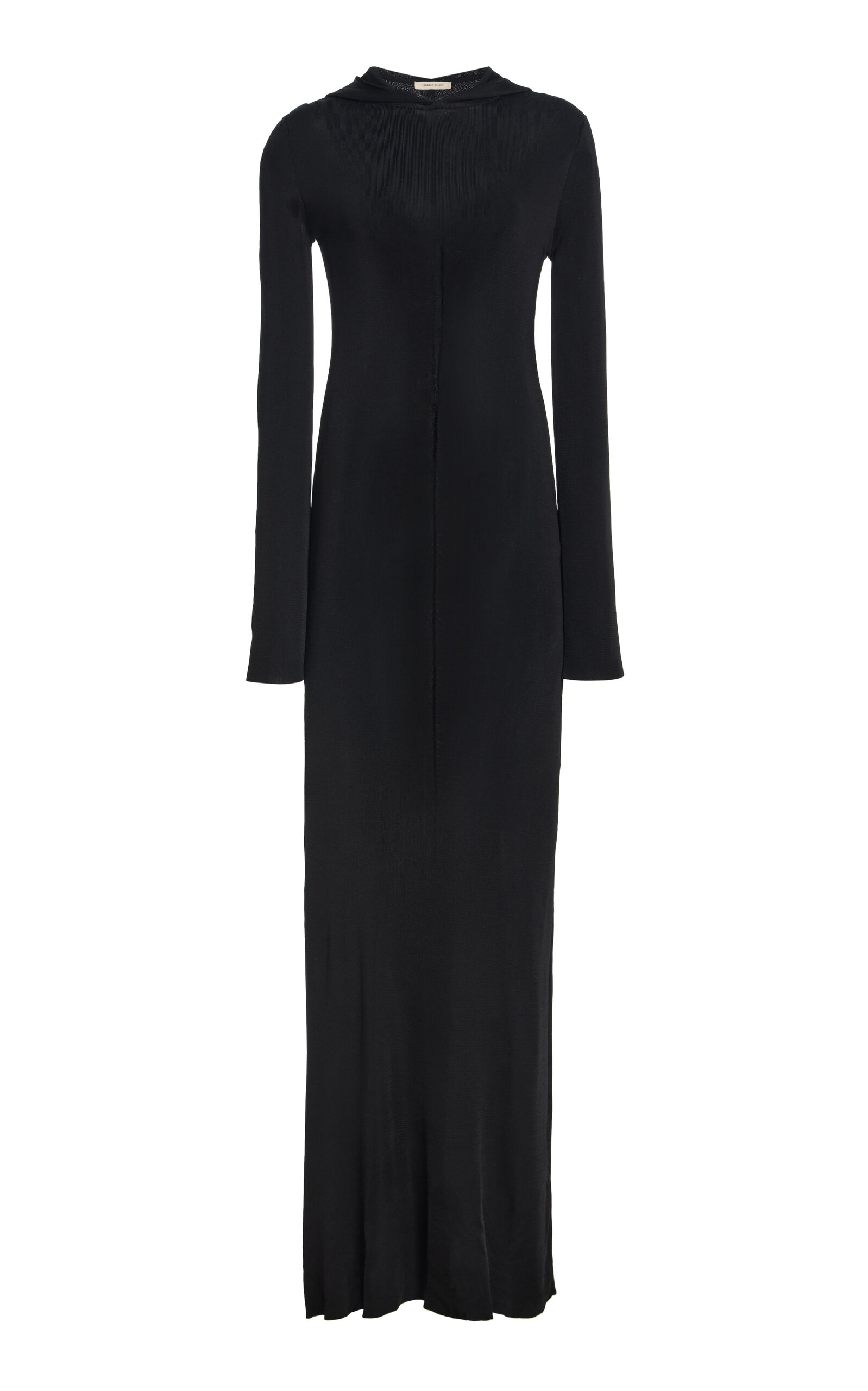 Colleen Allen Hooded Cotton Cashmere Knit Dress In Black