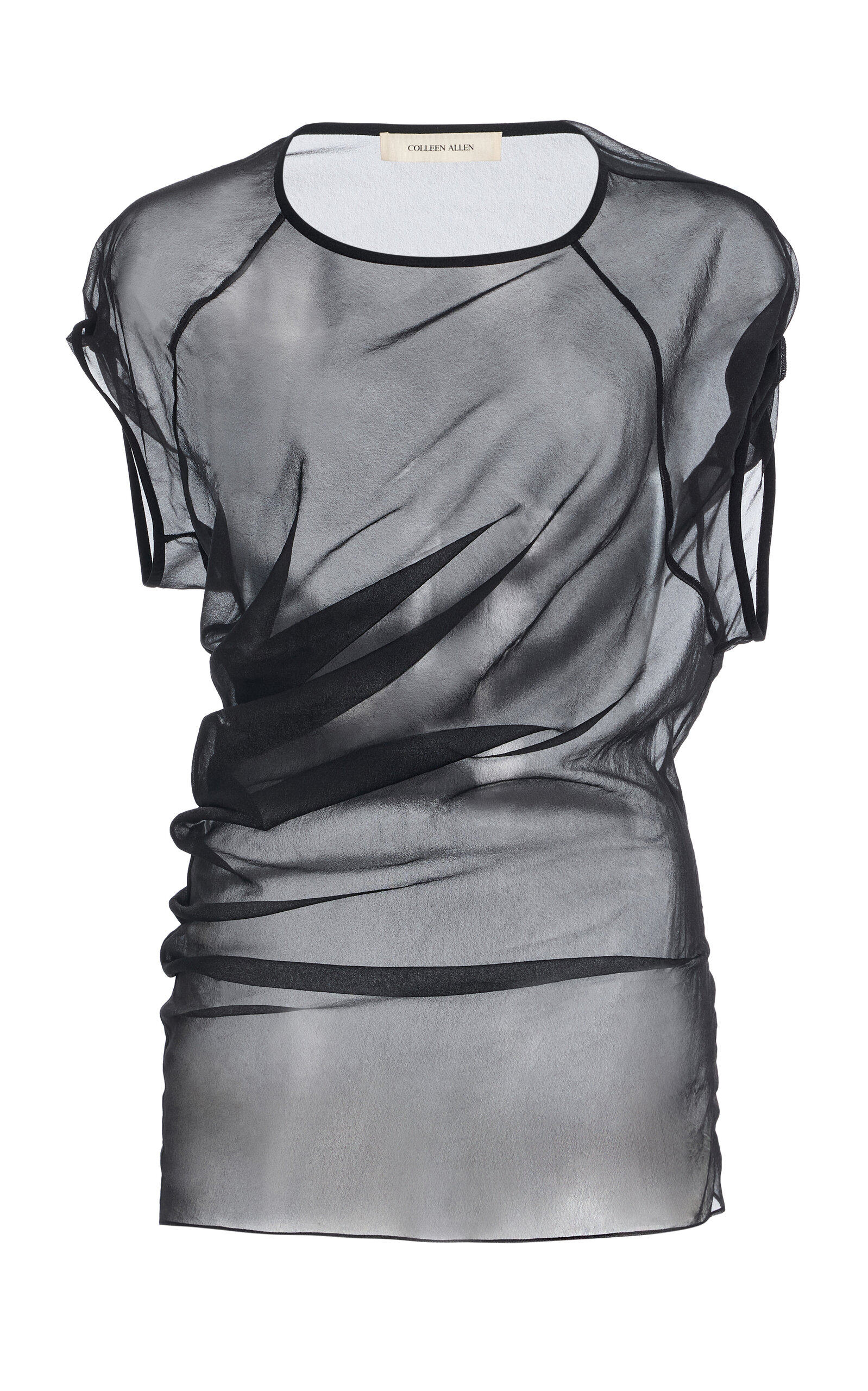 Colleen Allen Spiral Ultra Sheer Nylon Top In Black