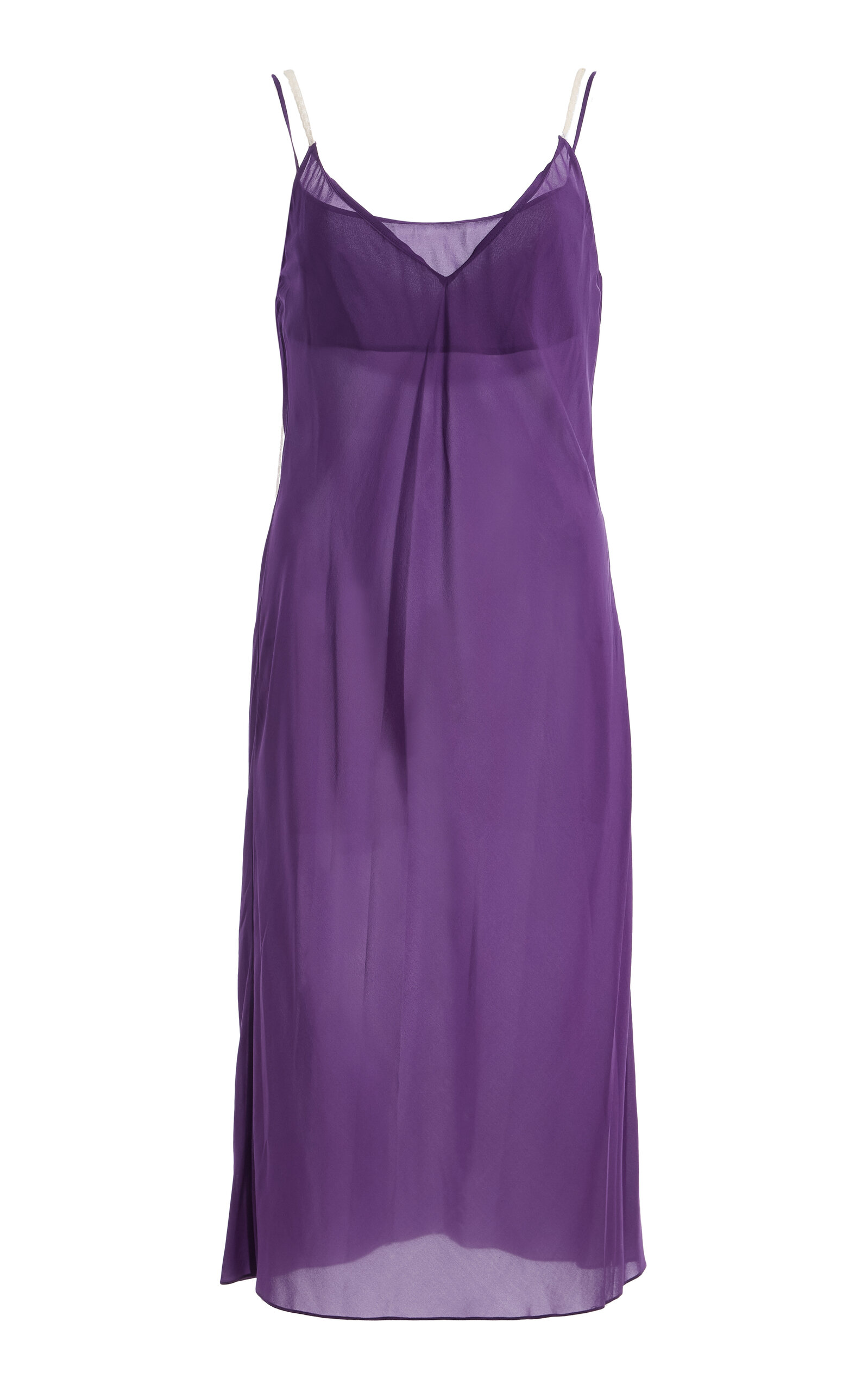 Colleen Allen Layered Bias Stretch Silk Chiffon Slip Dress In Purple
