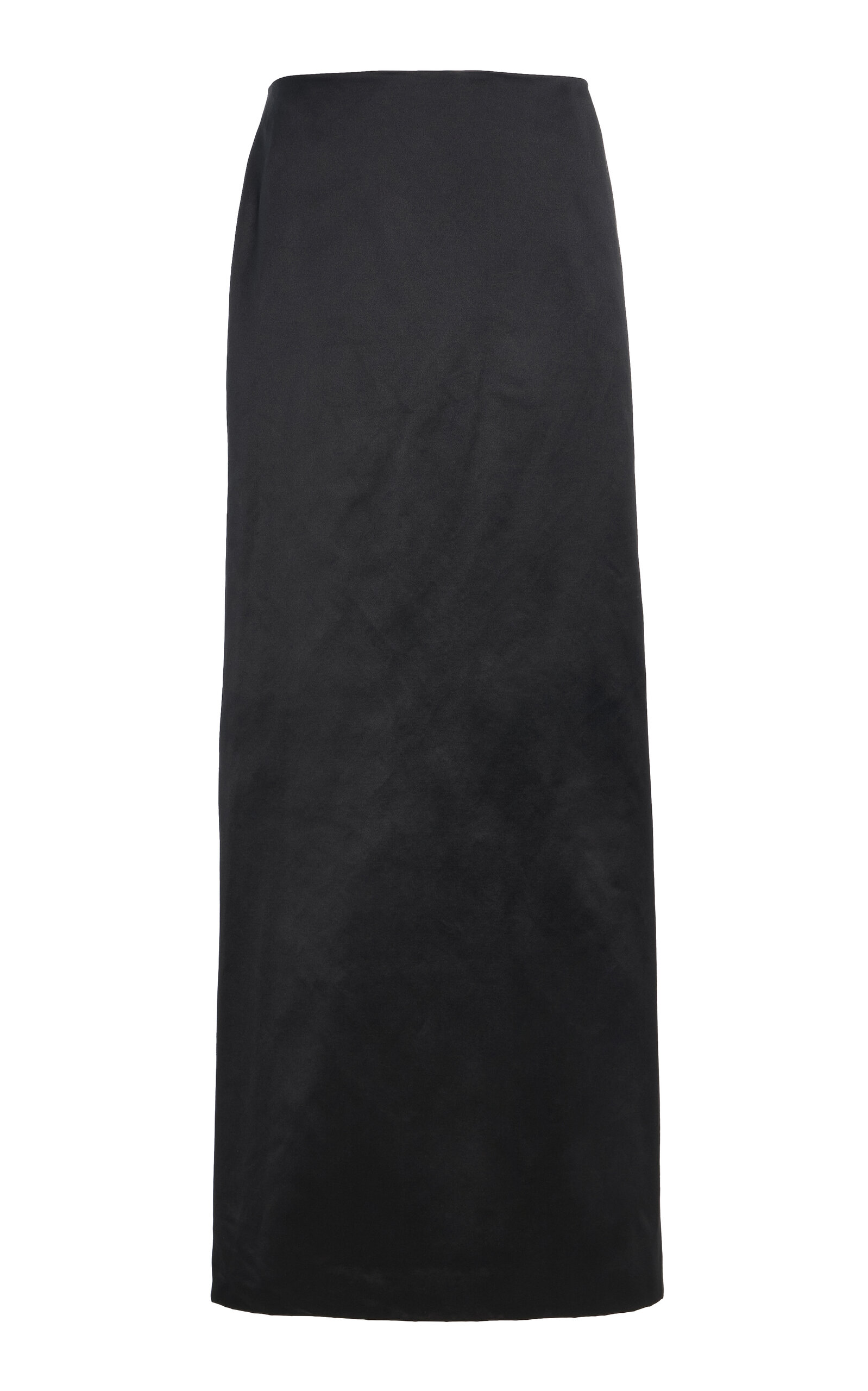 Colleen Allen Straight Silk Duchesse Maxi Skirt In Black