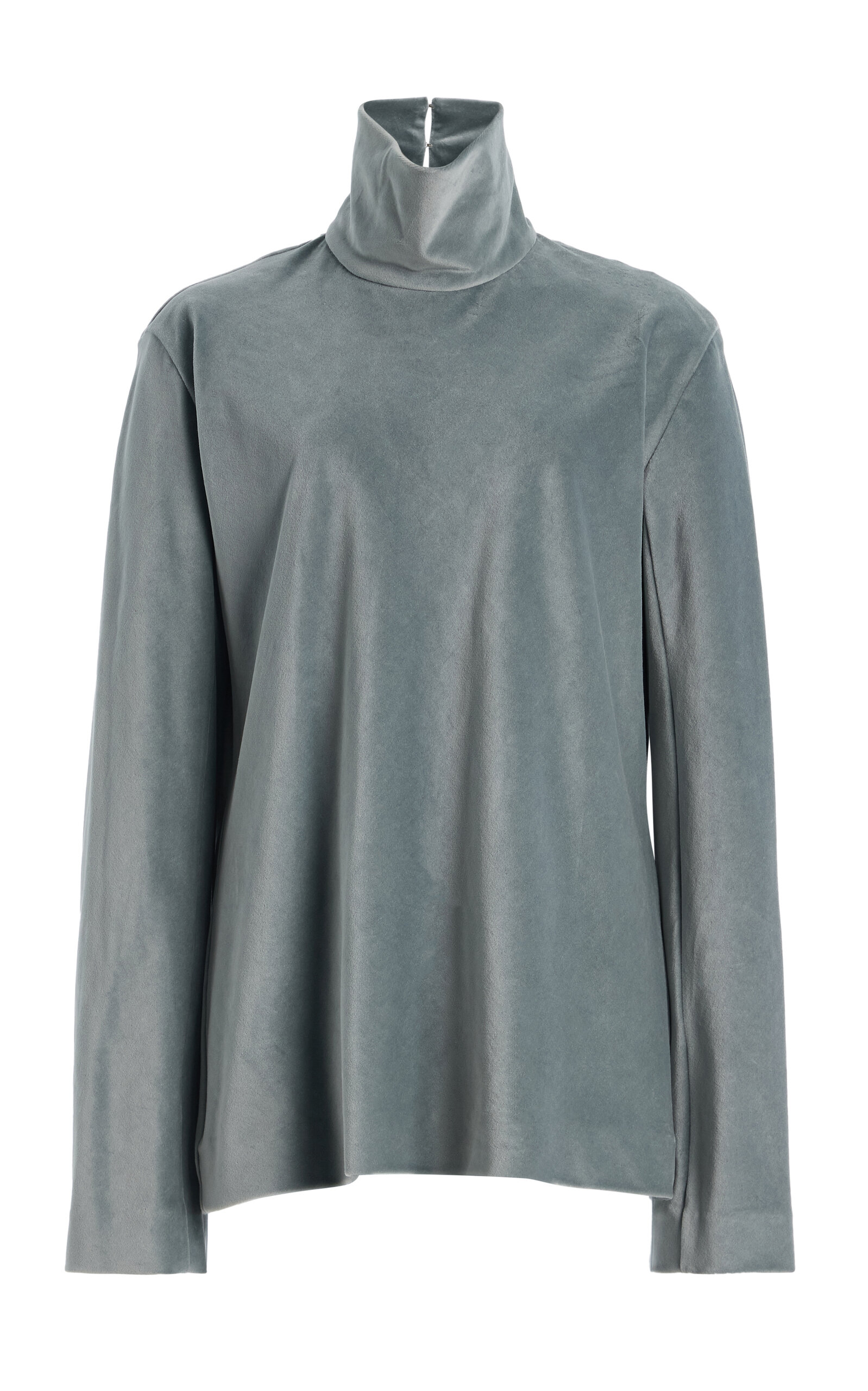 Colleen Allen Cotton Velvet Turtleneck Top In Gray