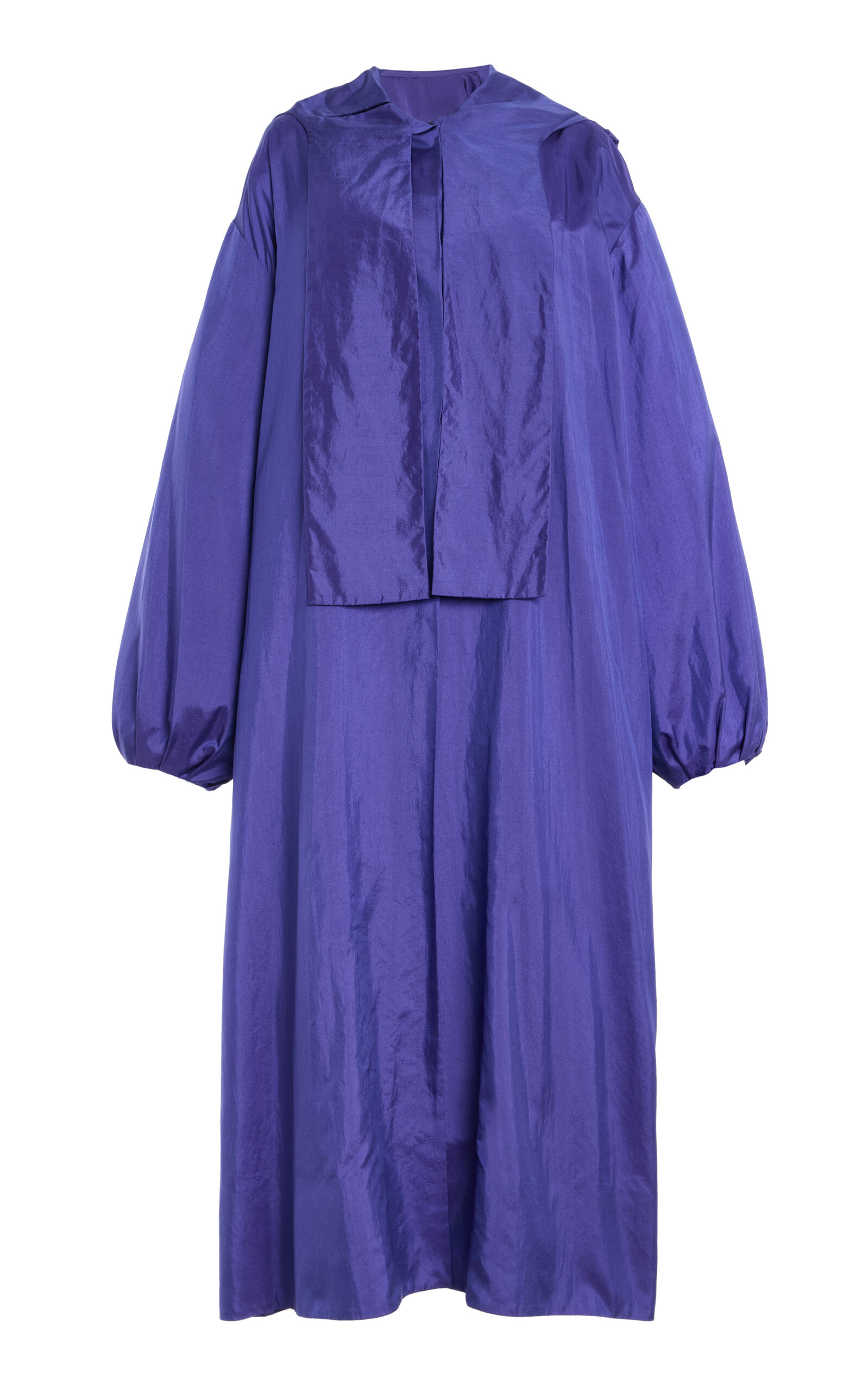 Colleen Allen Hooded Scarf Silk Taffeta Coat In Purple