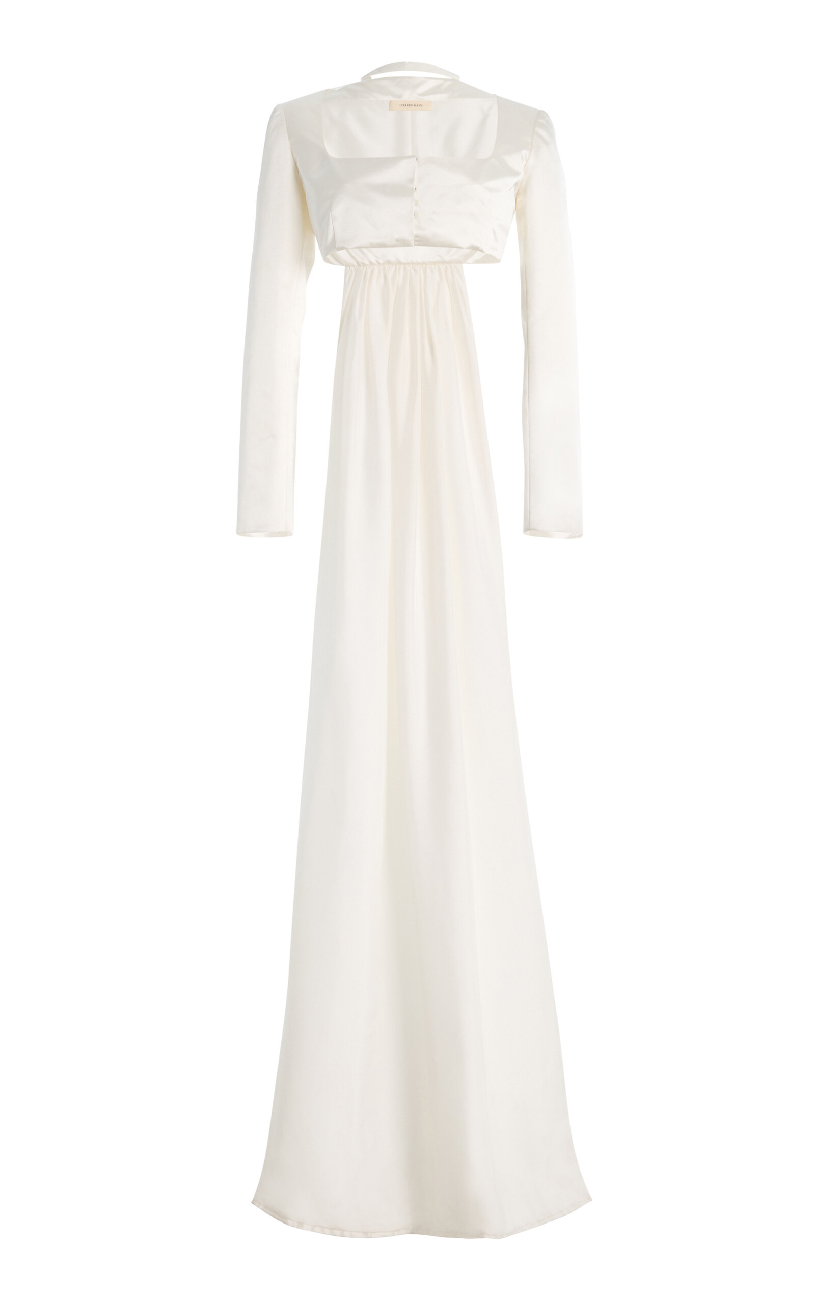 Colleen Allen Regency Train Silk Duchesse Jacket In White