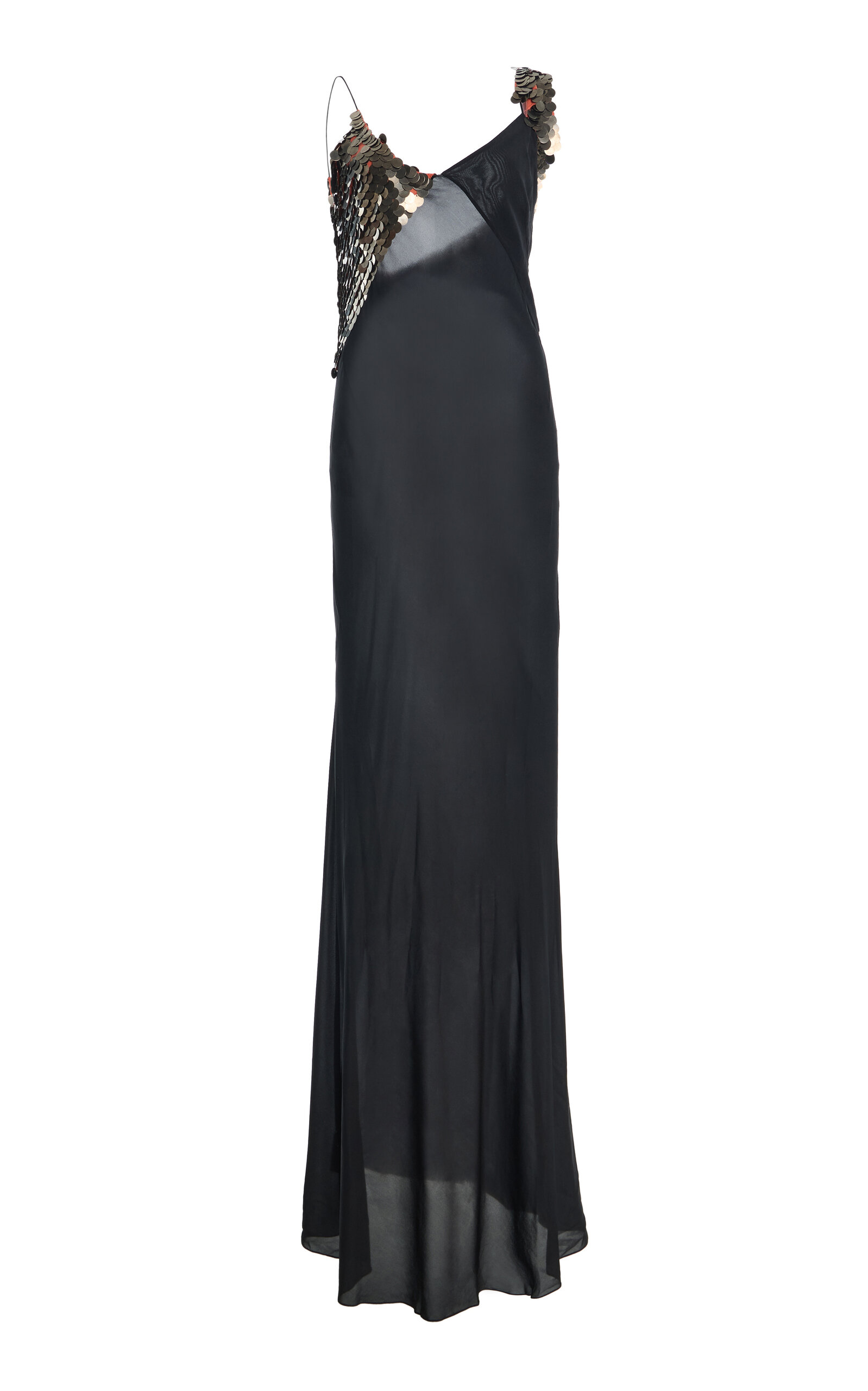 Colleen Allen Bias Armour Stretch Silk Chiffon Dress In Black