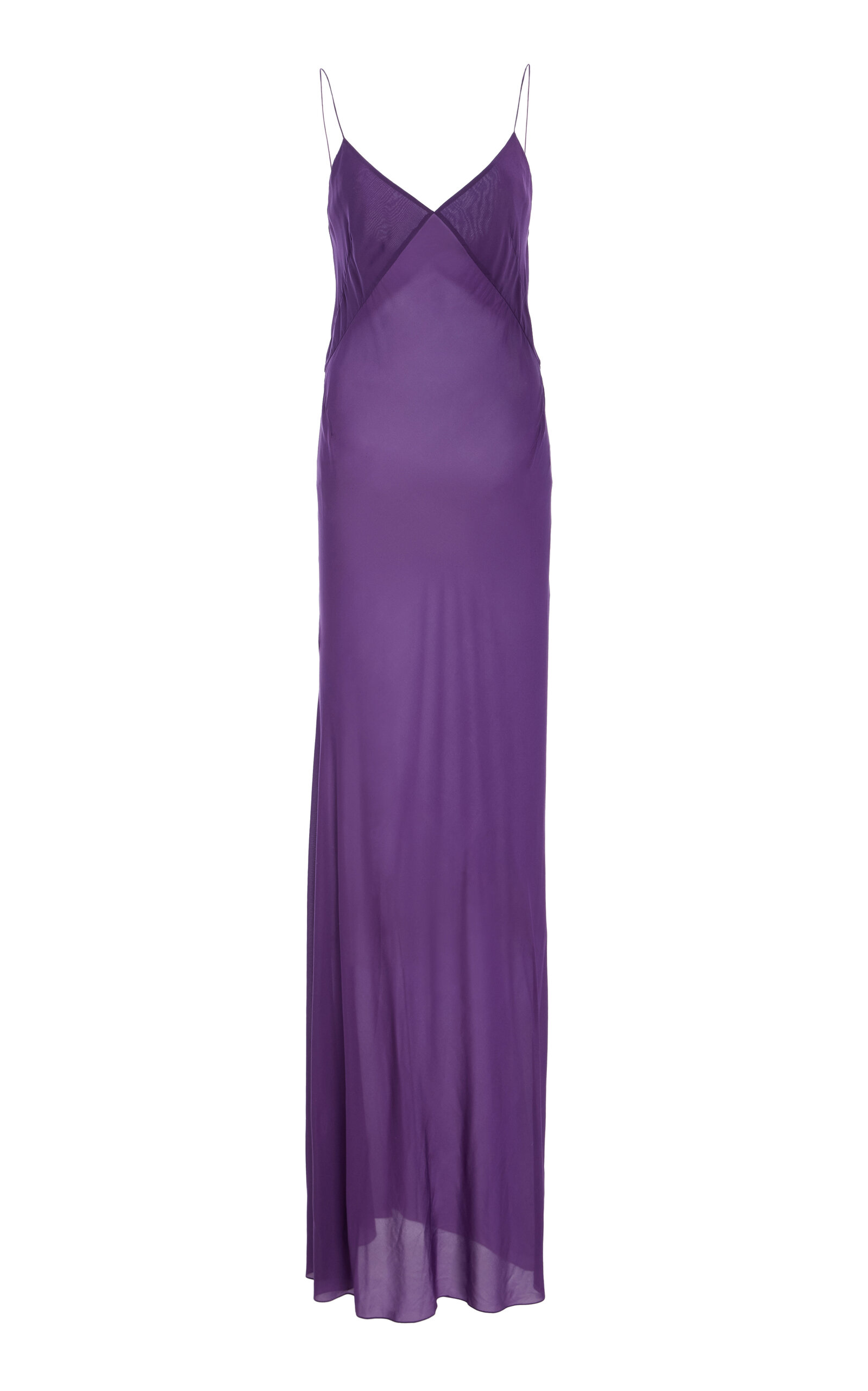 Colleen Allen Bias Paneled Stretch Silk Chiffon Maxi Dress In Purple