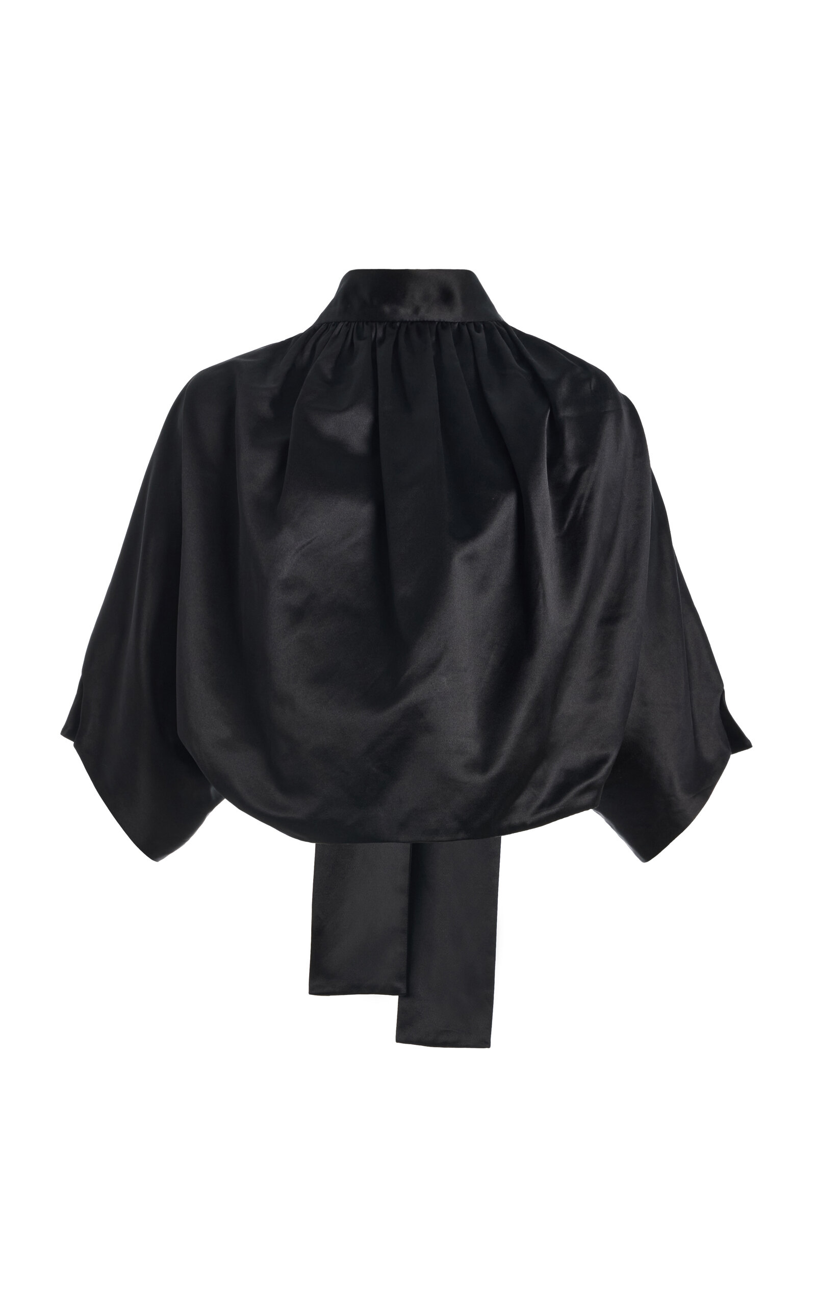 Colleen Allen Gathered Scarf Silk Voile Top In Black