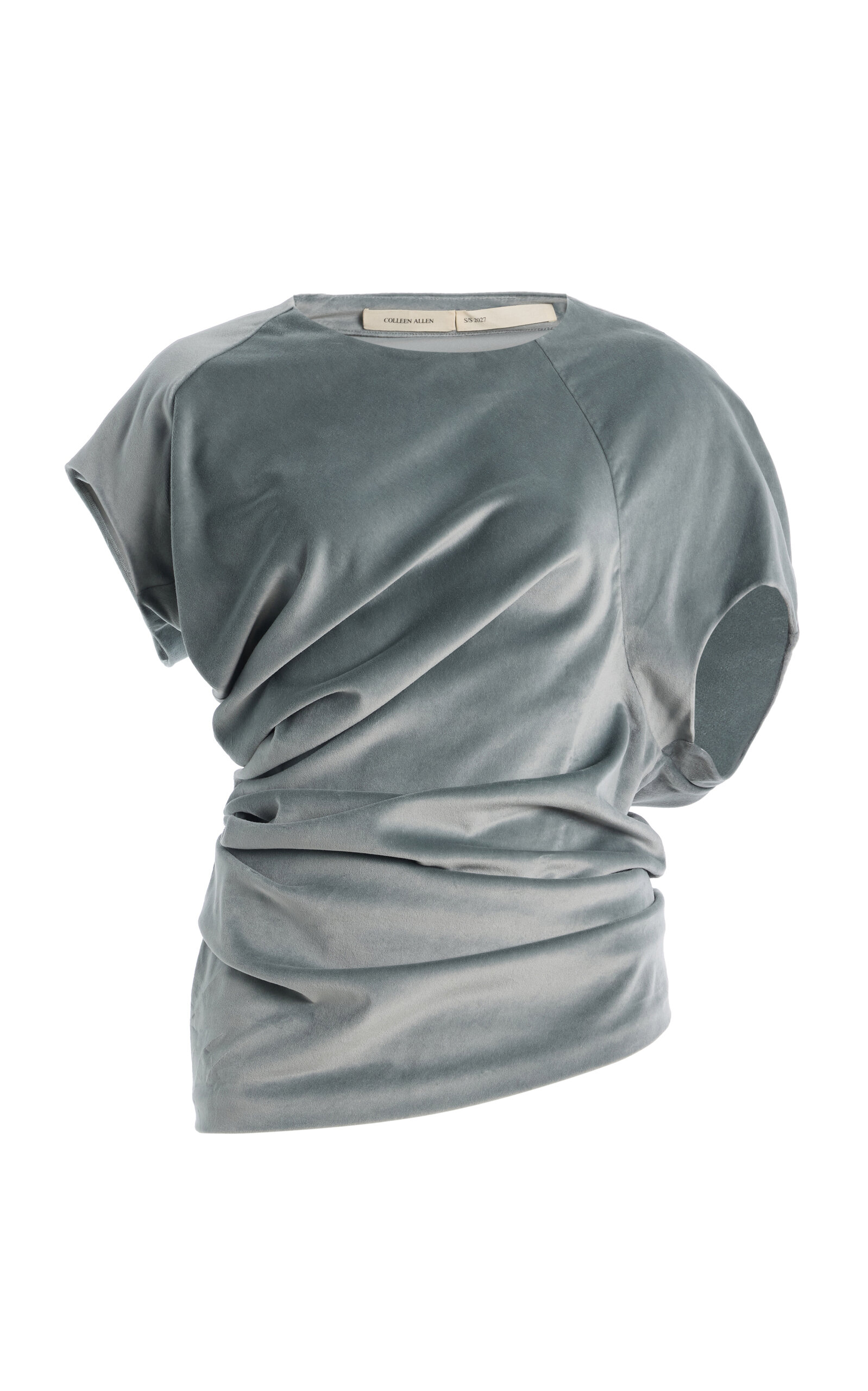 Colleen Allen Spiral Cotton Velvet Top In Light Blue