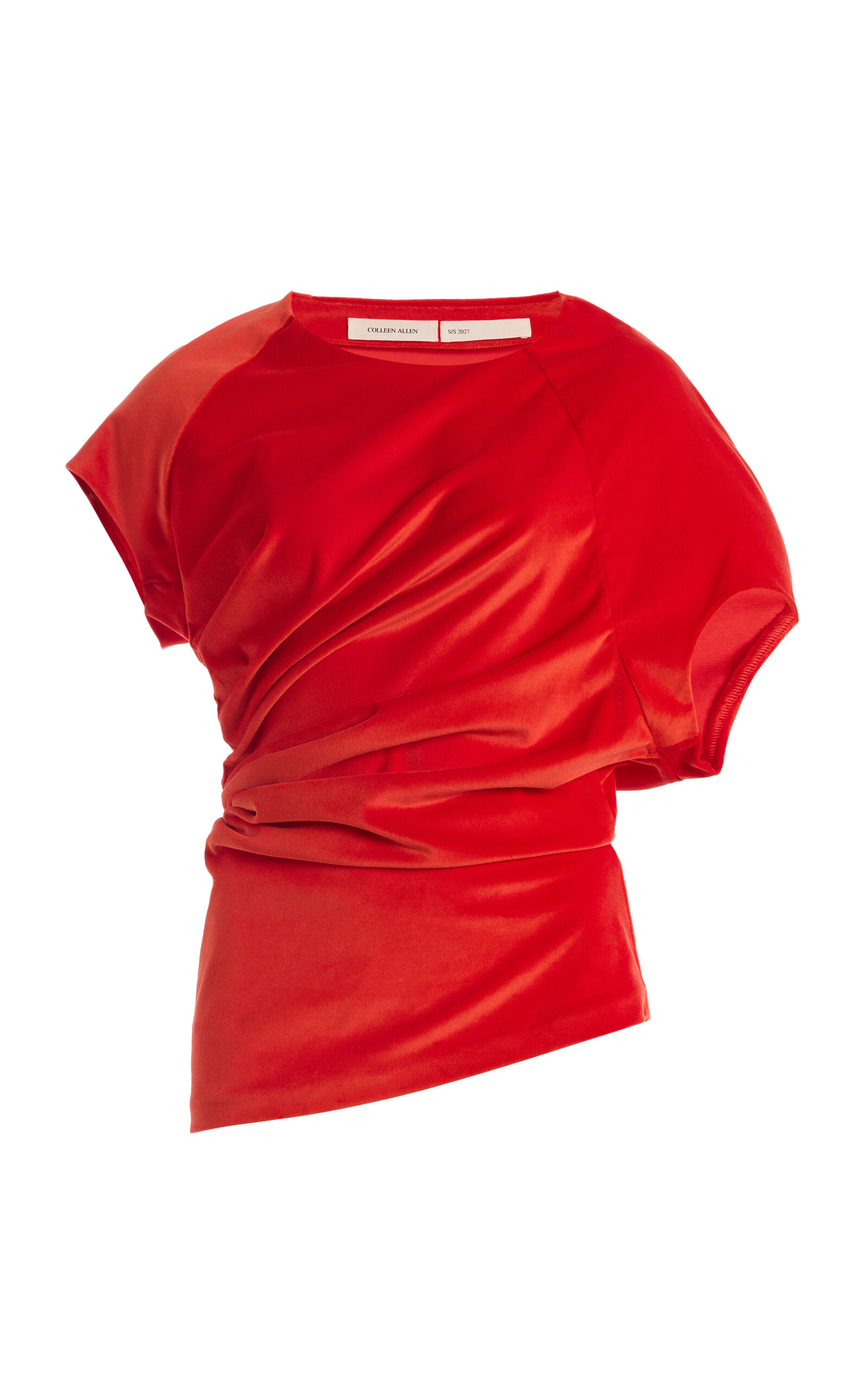 Colleen Allen Spiral Cotton Velvet Top In Orange