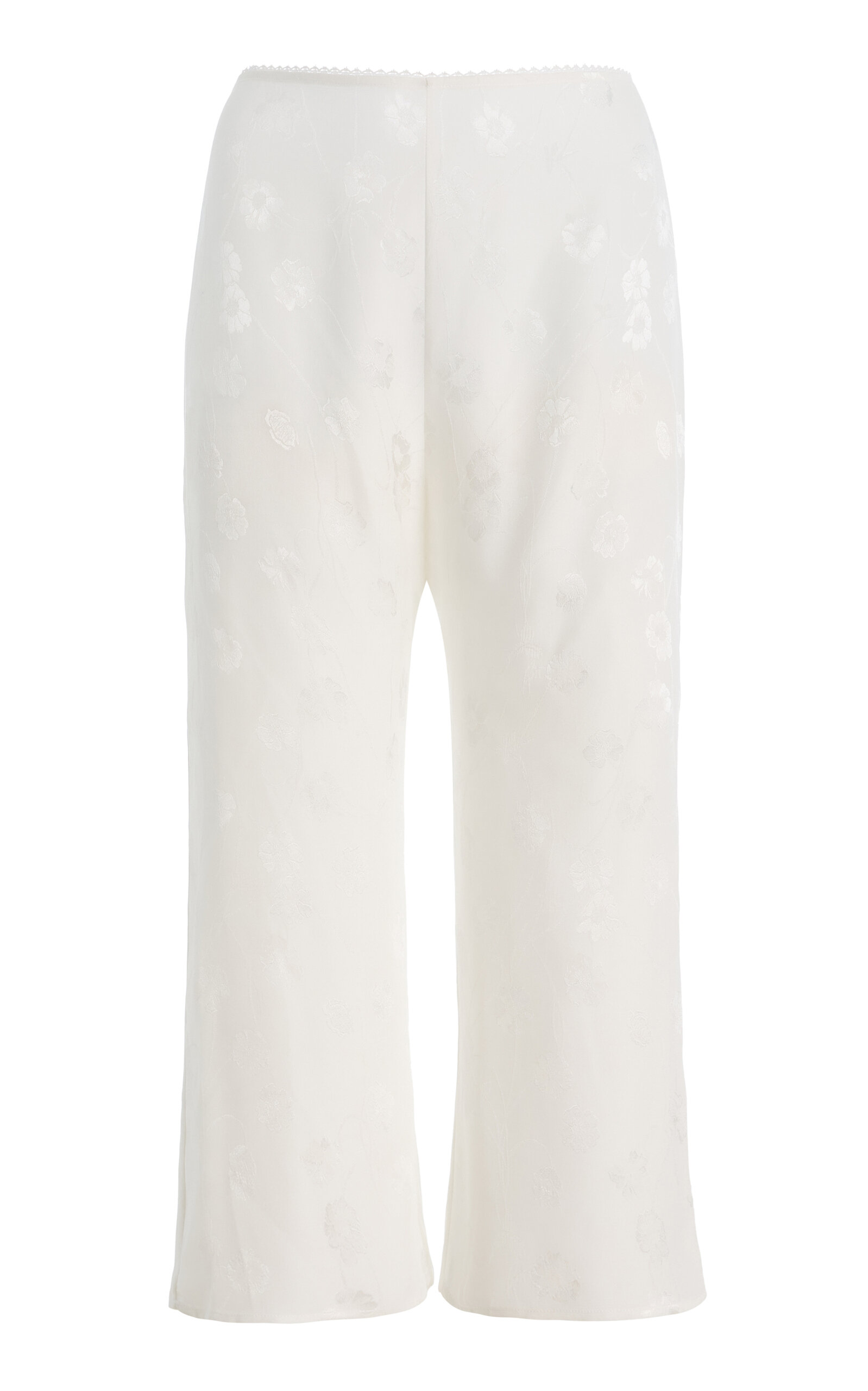Colleen Allen Floral Jacquard Capri Pants In White