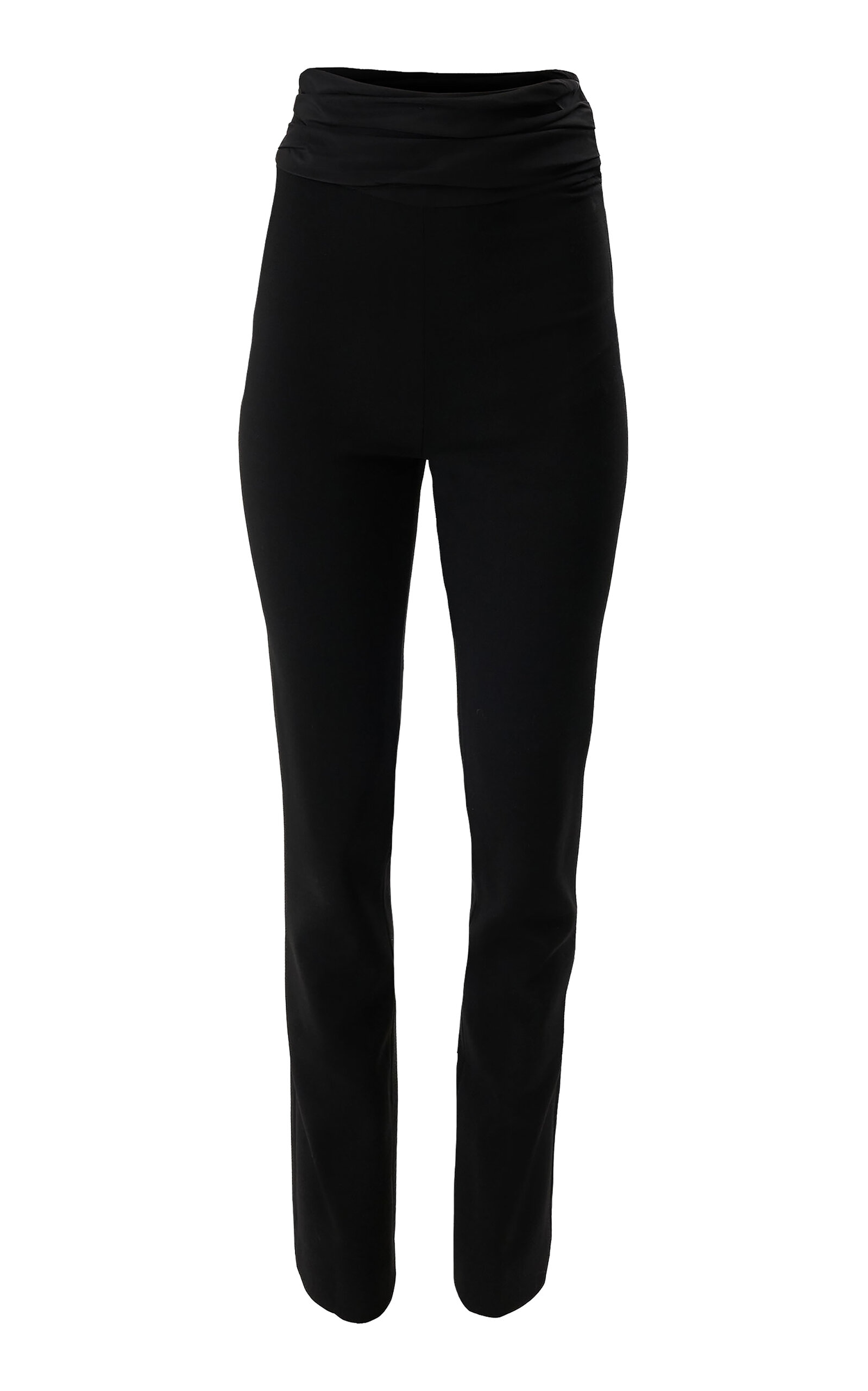 Carolina Herrera Lucia Draped Bi-stretch Wool Tailoring Skinny-leg Pants In Black