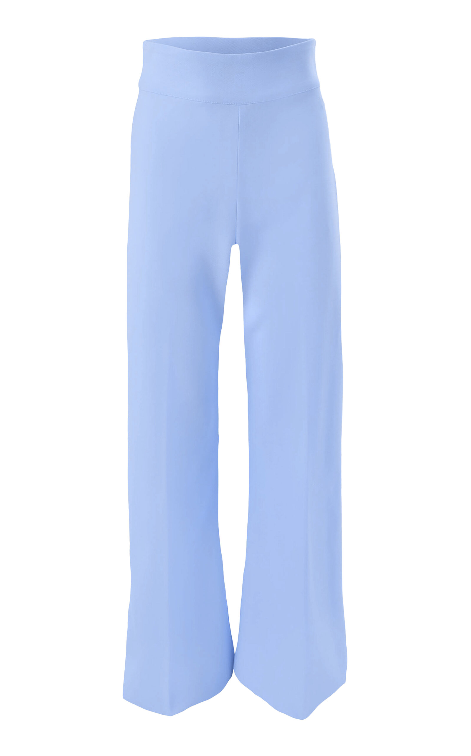 Carolina Herrera Diane Mid-rise Bi-stretch Wool Tailoring Wide-leg Pants In Light Blue