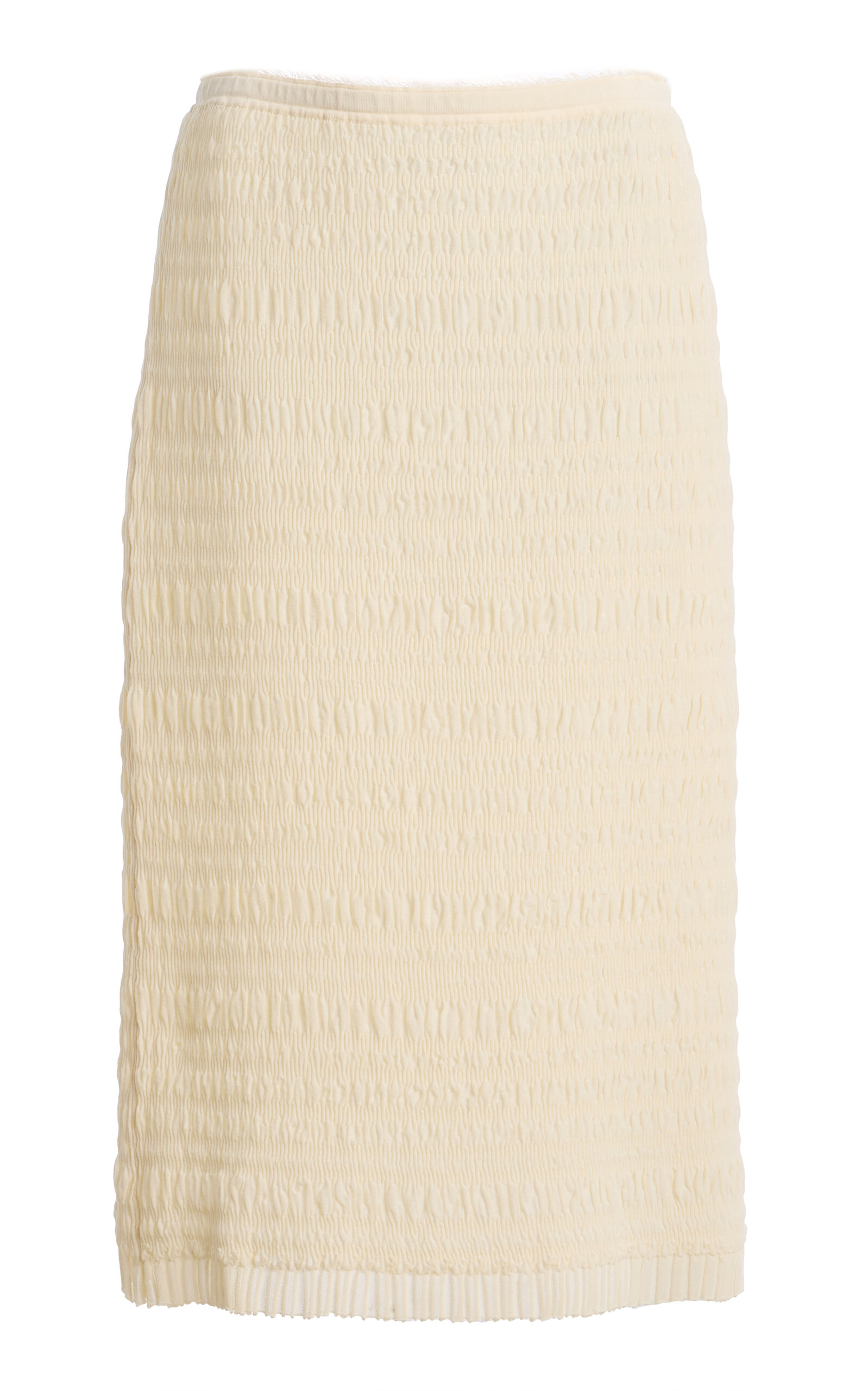 Ashlyn Smocked Knit Midi Skirt In Neutral