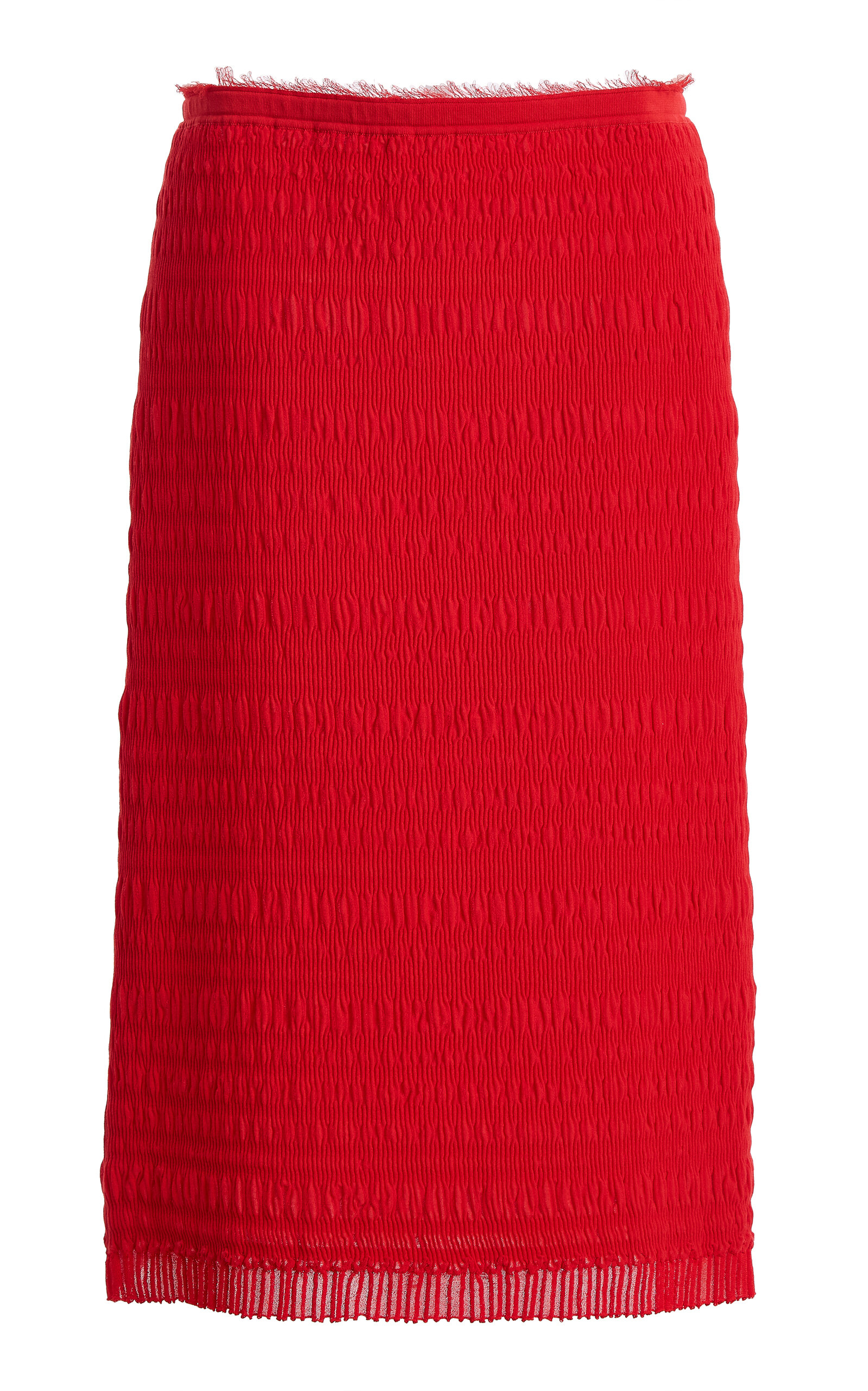 Ashlyn Smocked Knit Midi Skirt In Red