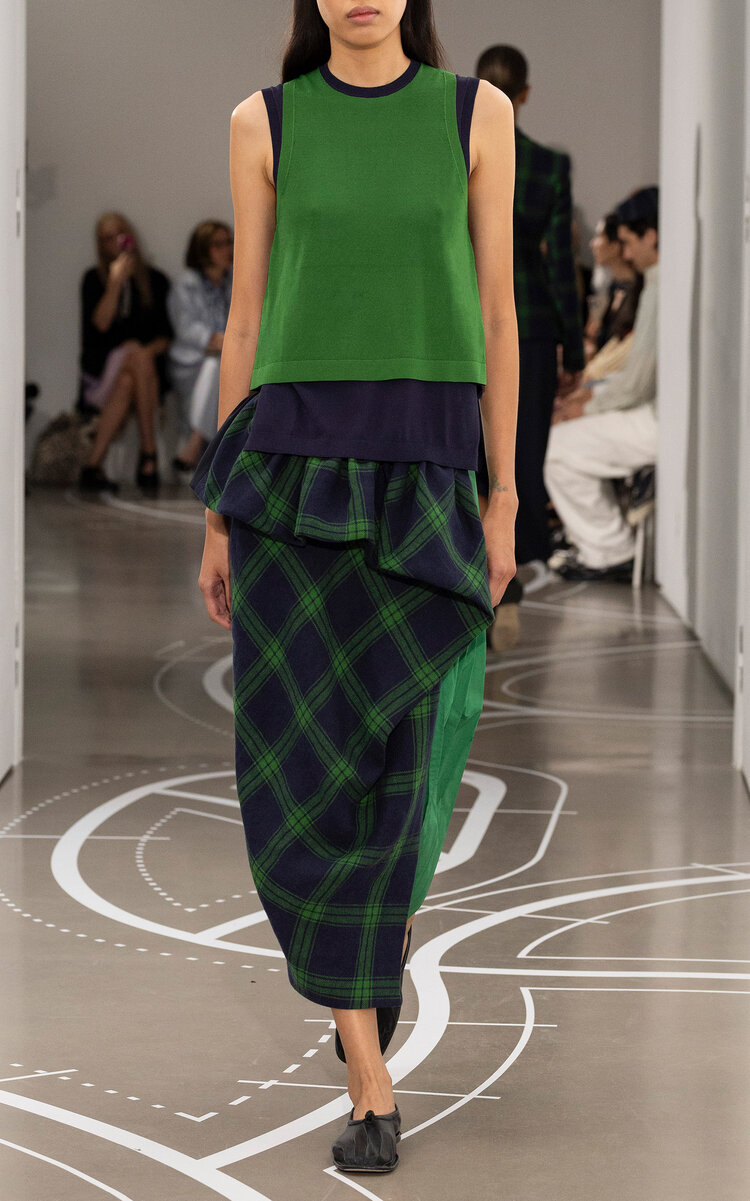 Ashlyn Sheer Layered Knit Top In Green