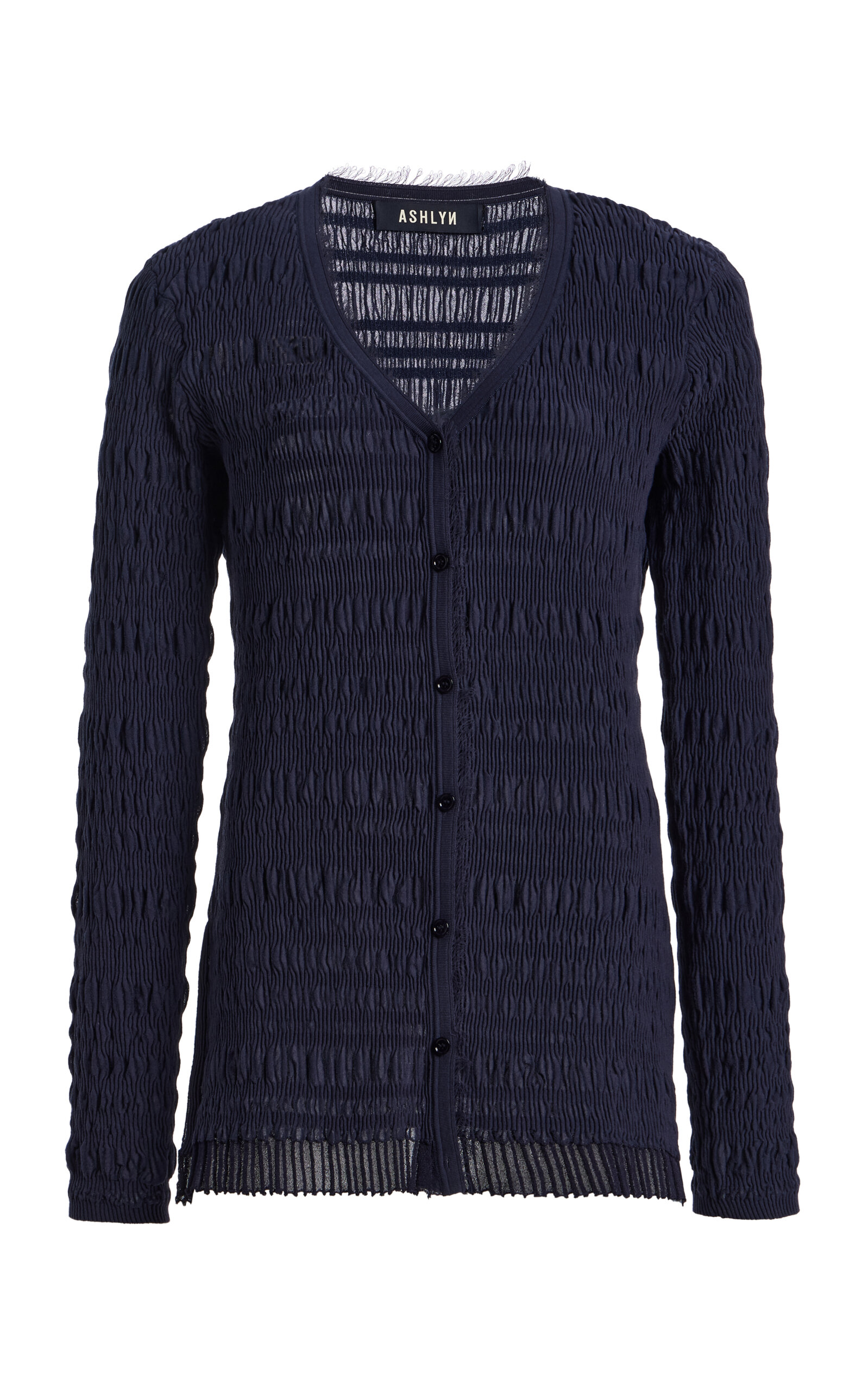 Ashlyn Smocked Cotton-blend Cardigan In Blue