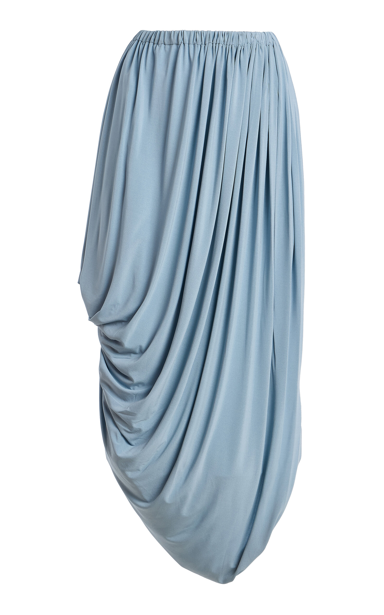 Ashlyn Asymmetrical Cascade Jersey Midi Dress In Blue