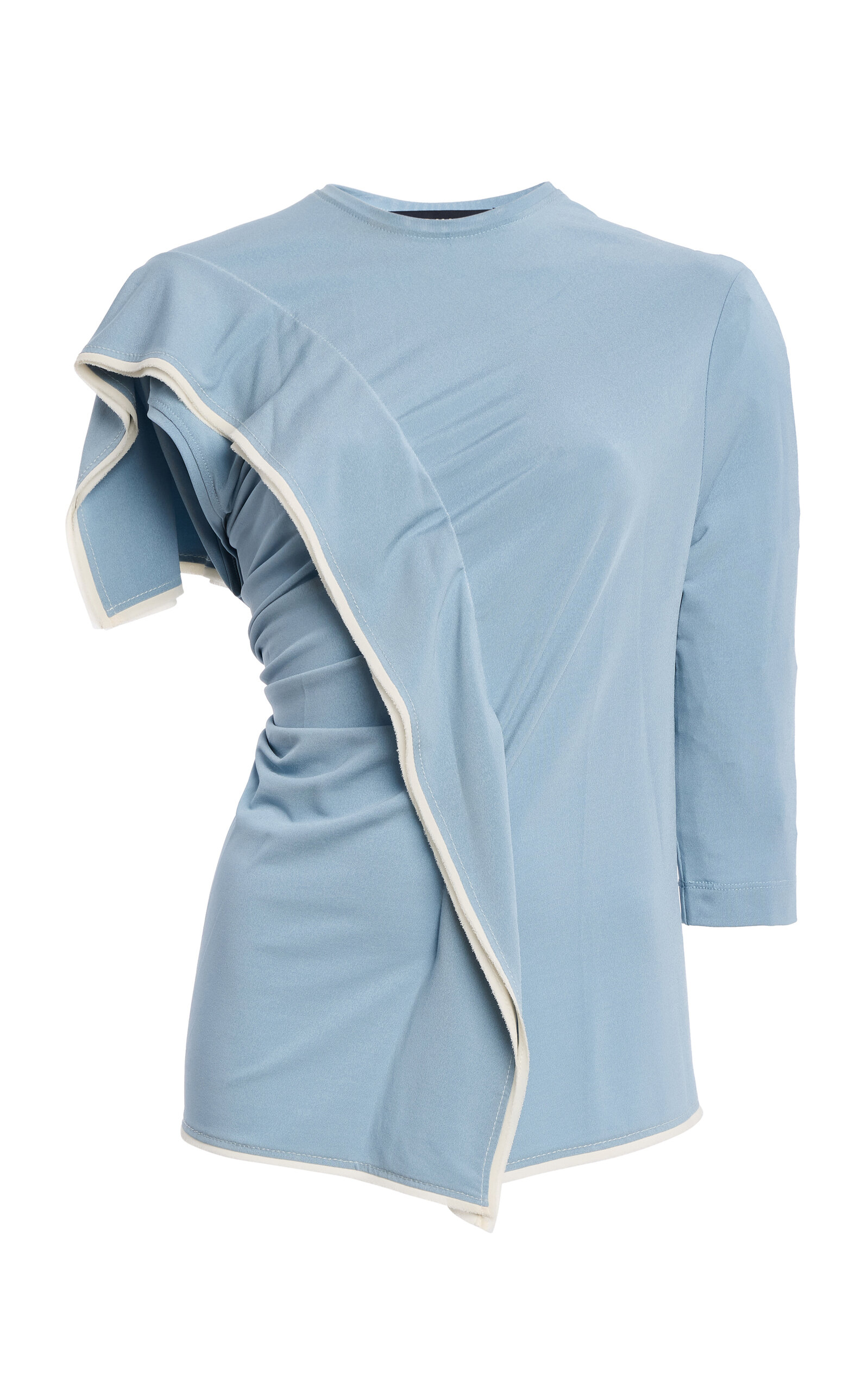 Ashlyn Shikaku Draped Jersey Top In Blue