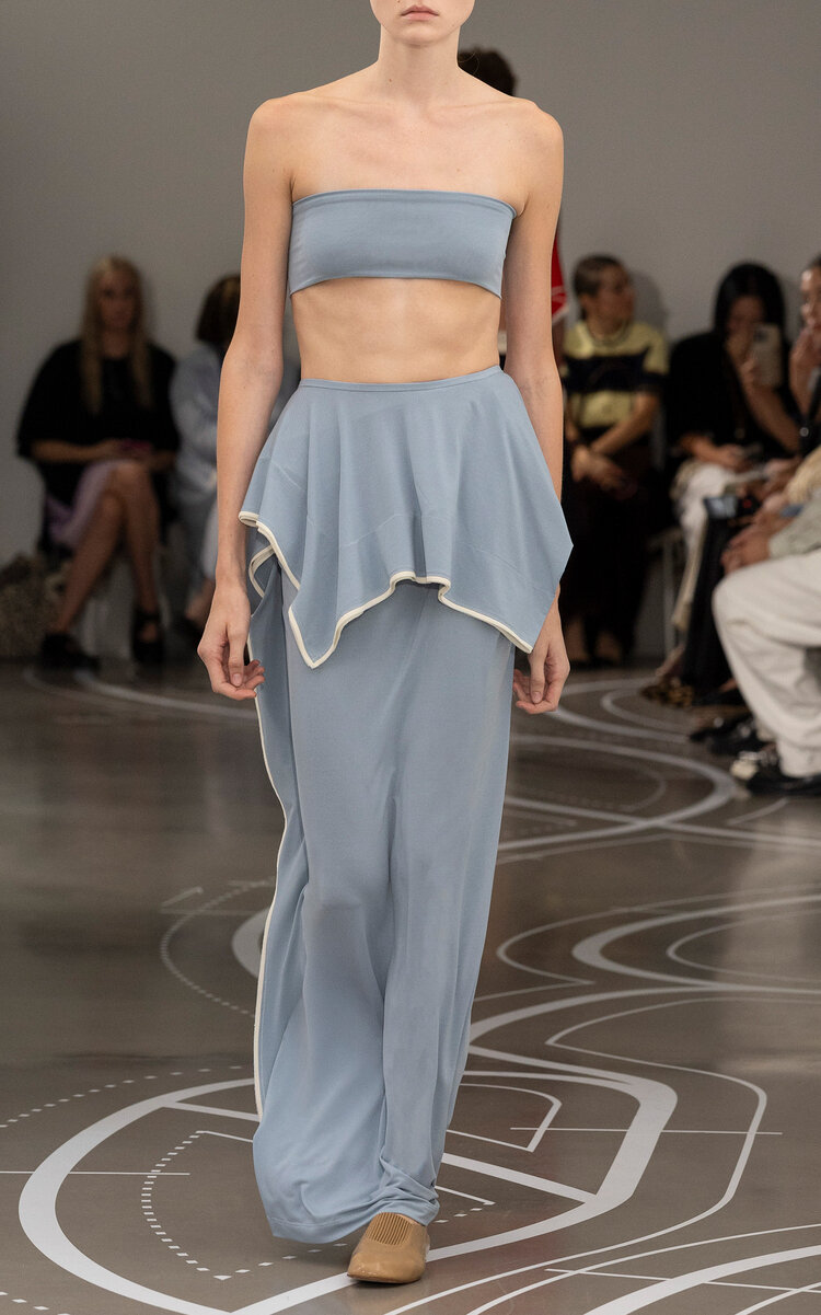Ashlyn Shikaku Draped Jersey Maxi Skirt In Blue