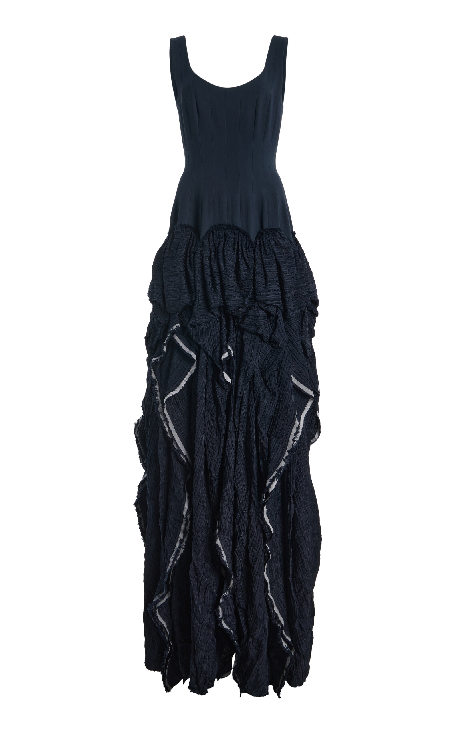 Ashlyn Panelled Crepe Gown In Black