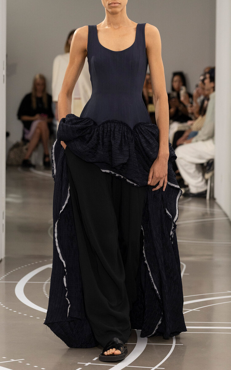 Ashlyn Blaine Twill Wide-leg Pants In Navy