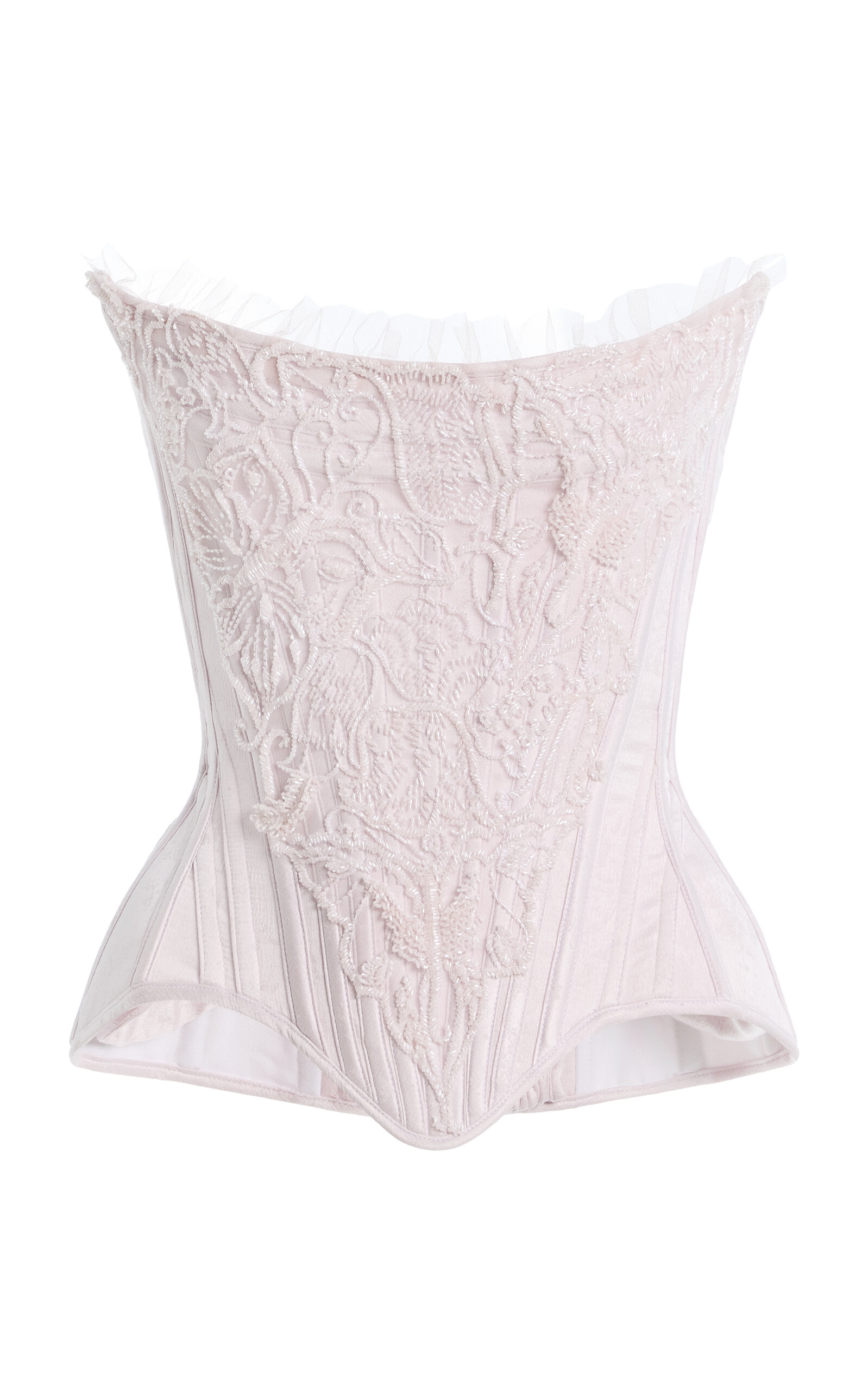 Wiederhoeft Relic Embroidered Silk-jacquard Wasp Corset In White