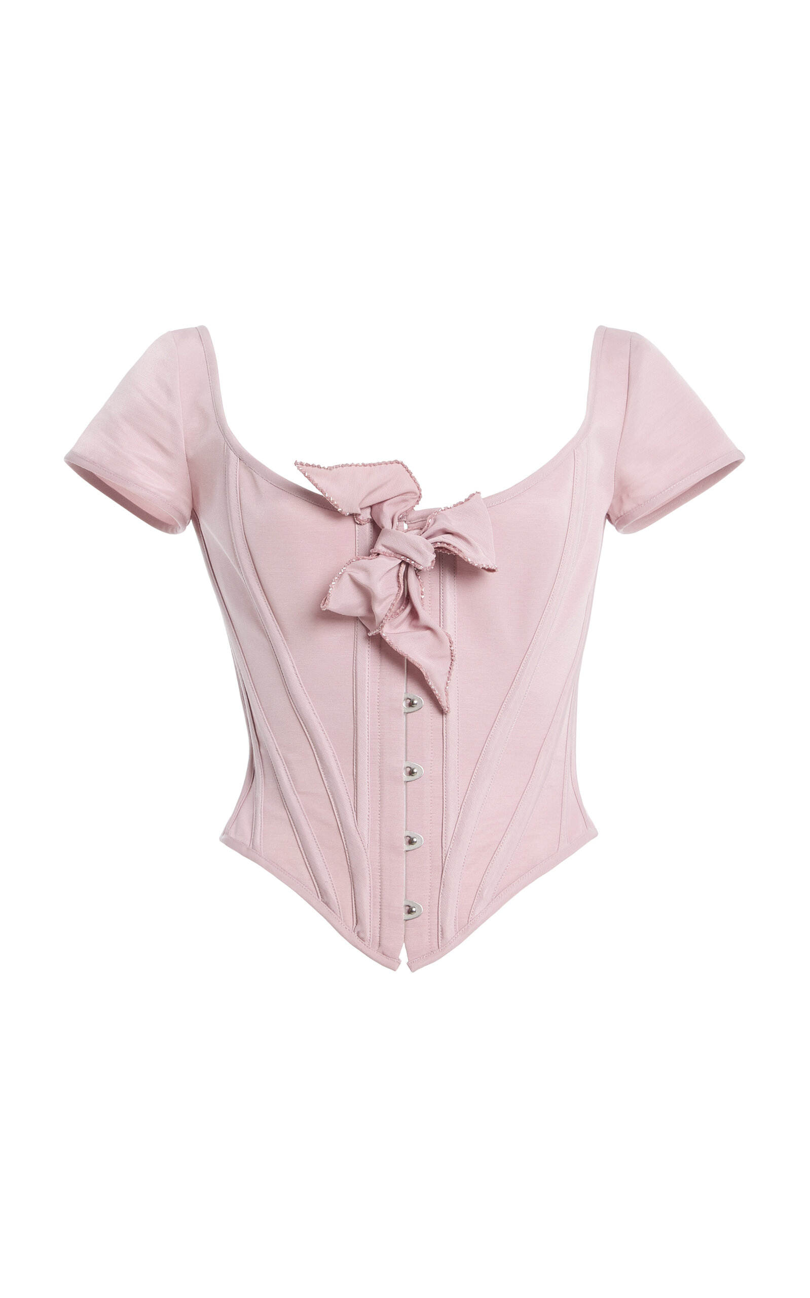 Wiederhoeft Venus Bow-detailed Bengaline Corset In Pink