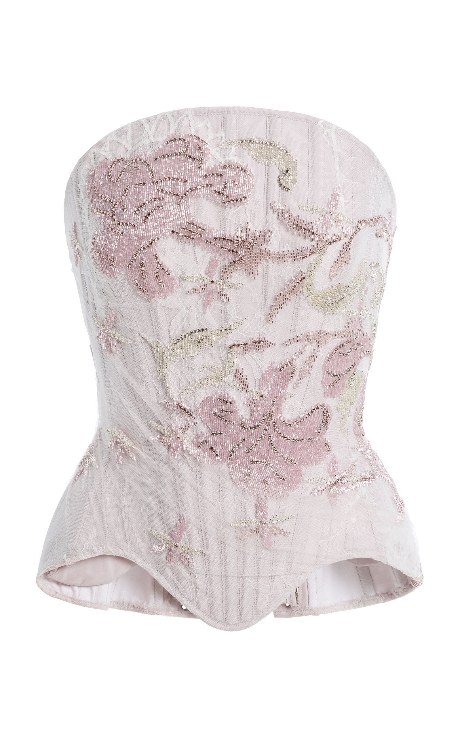 Wiederhoeft Julie Embroidered Silk-taffeta Corset In White