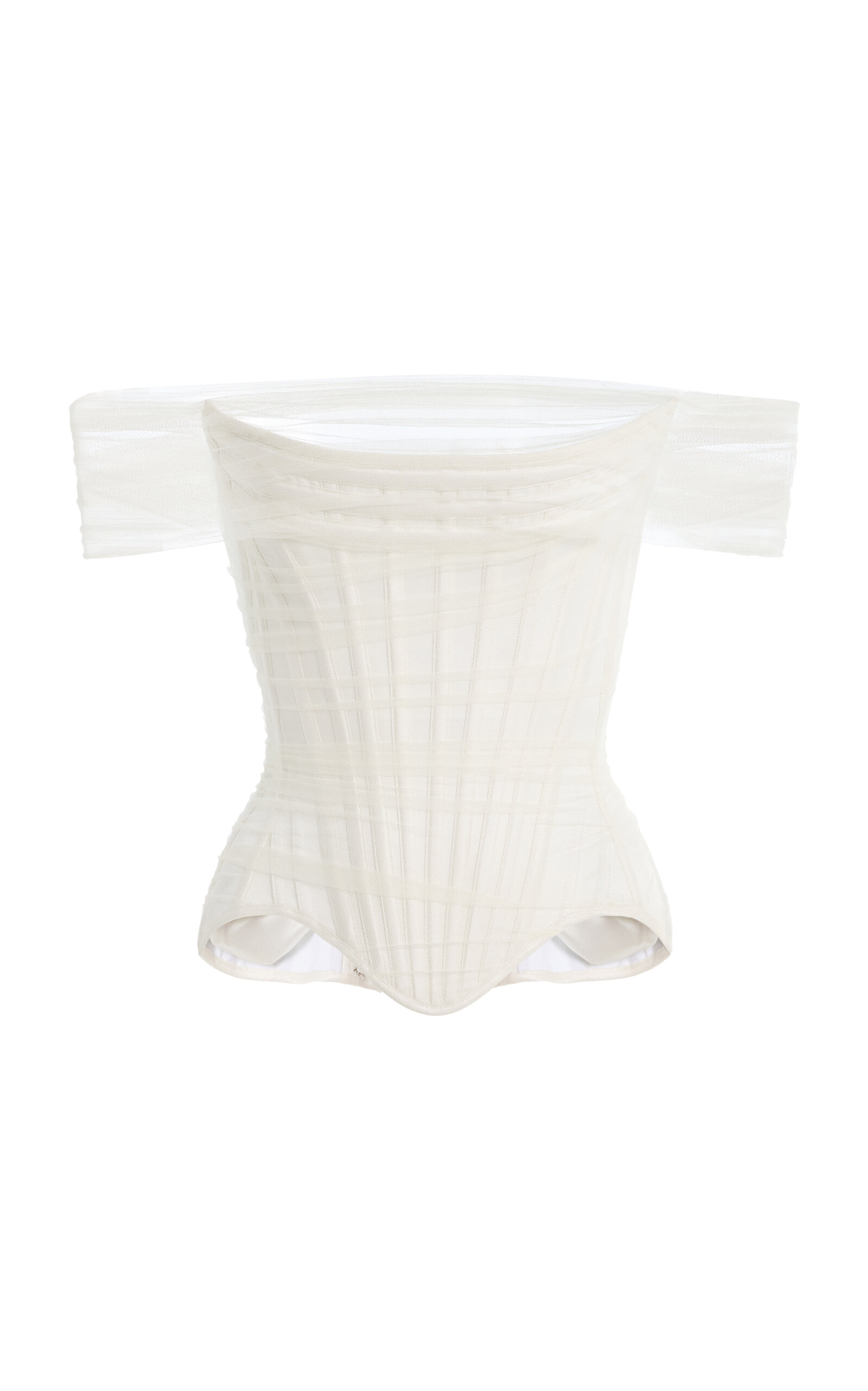 Wiederhoeft Off-the-shoulder Double-faced Silk-satin Corset In White