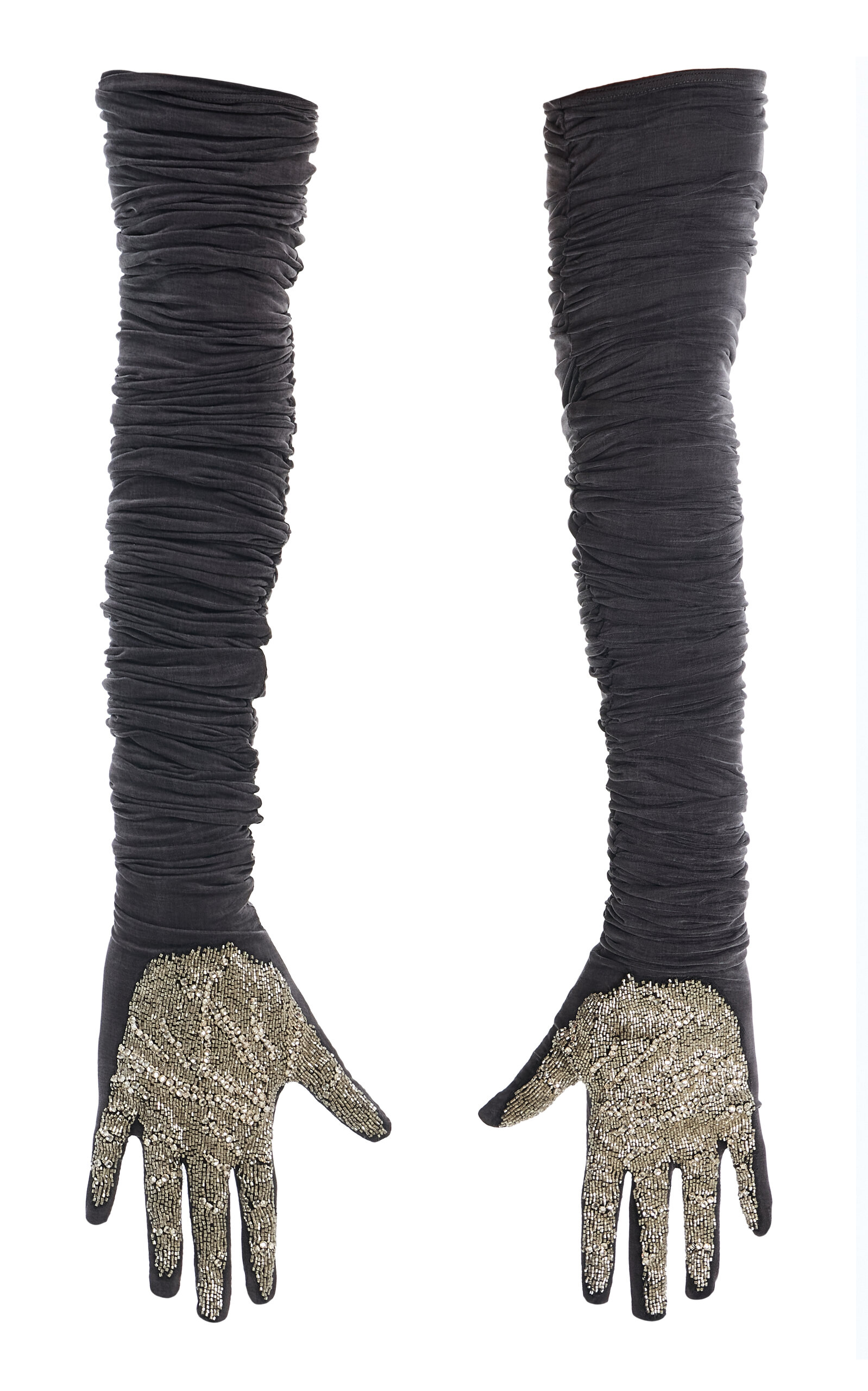 Wiederhoeft Ruched Sueded Jersey Gloves - Moda Operandi